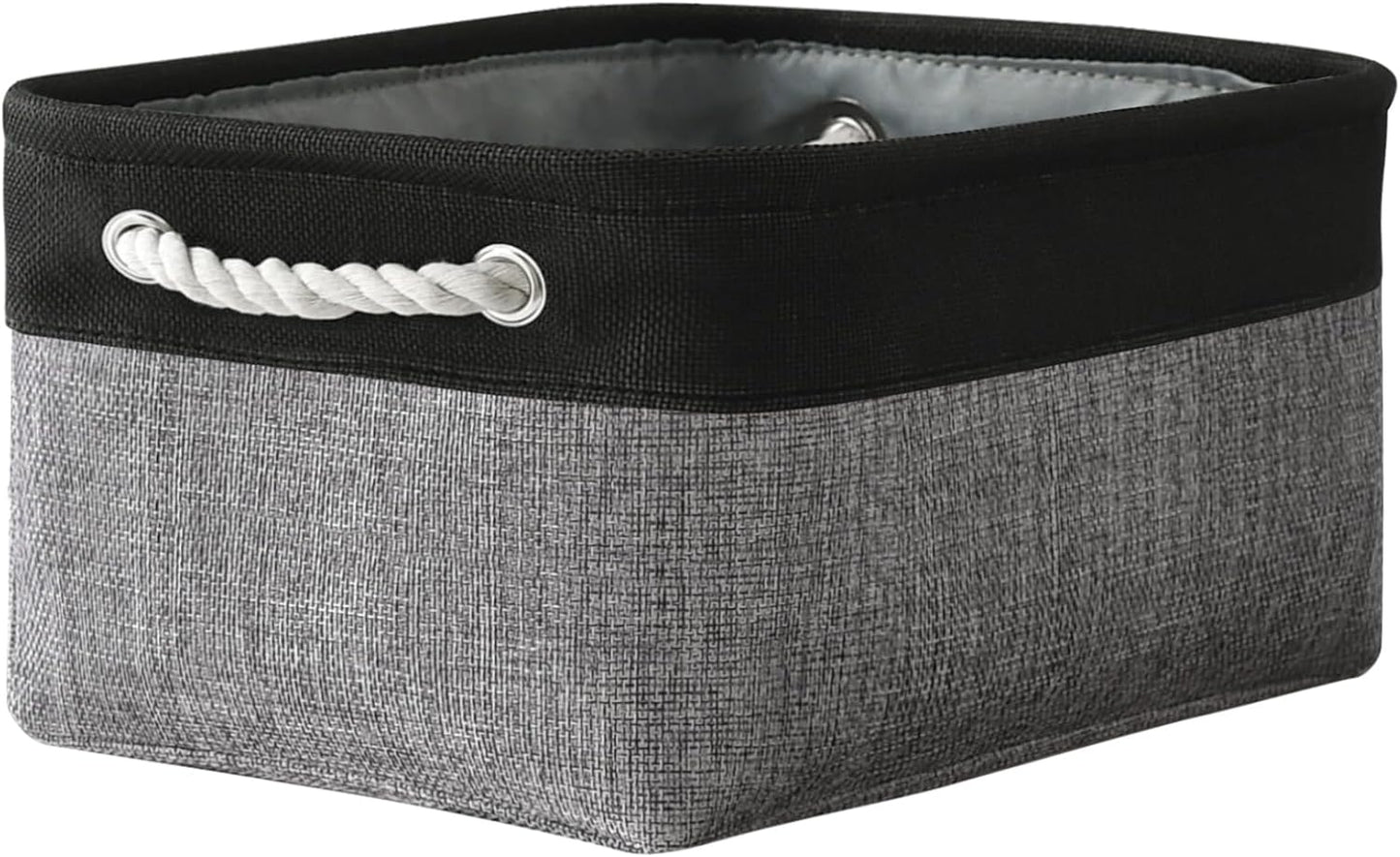 TheWarmHome Storage Basket for Organizing - 1 Pack 14x10x6.7 inch Collapsible Storage Bins for Shelves, Dog Toy Bin for Closet Organizer laundry Gift Cloth Nursery (Grey & Black)