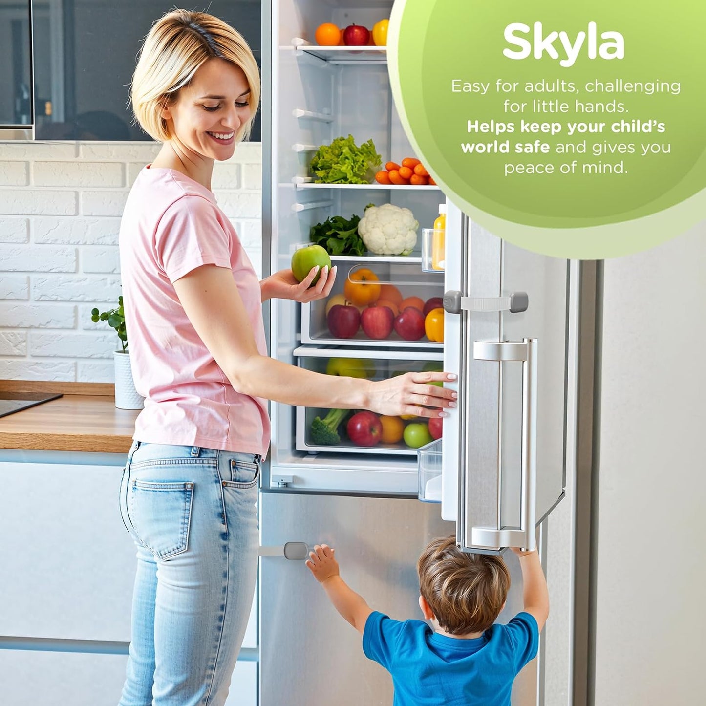 Baby Proofing Child Safety Locks (12 Pack) by Skyla Homes - The Safest, Quickest and Easiest 3M Adhesive Cabinet Latches, No Screws & Magnets, Multi-Purpose for Furniture, Kitchen, Ovens, Toilet Seats