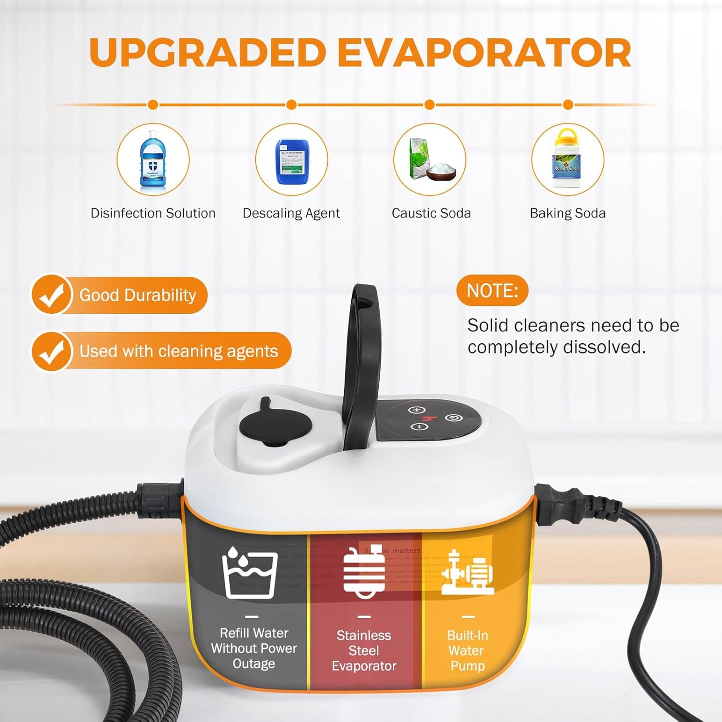 BEAMNOVA Steam Cleaner for Car Detailing 1.2L (41oz) Water Container Handheld Steamer for Cleaning Portable Steam Gun High Pressure Multipurpose Steam Machine, White