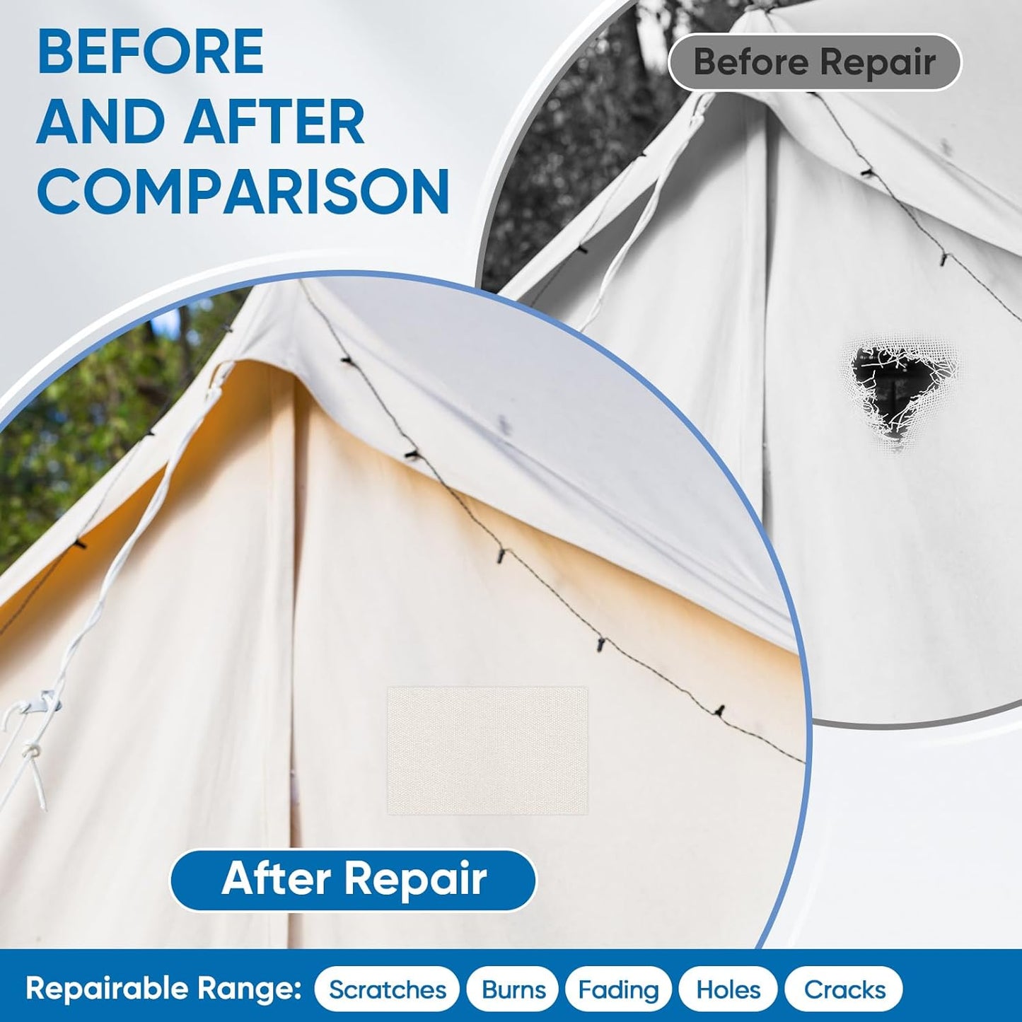 Oversized Canvas Patch 16 "x31, Self-Adhesive Waterproof Canvas Patch Set for Repairing Tents, Couch, Boat Covers, Camping Chairs, Awnings, Car Seats.(Brown)