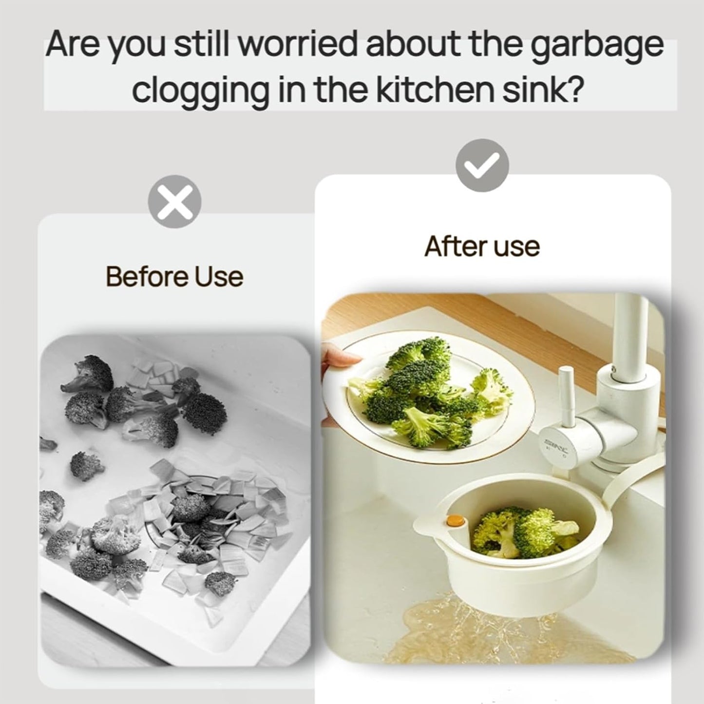 Faucet Hanging Strainer Kitchen Sink Food Waste Catcher Drain Basket, Plastic Kitchen Sink Strainer Automatic Dumping Draining Basket, Food Fruit Vegetable Drain Shelf Sink Storage Holder (Green)