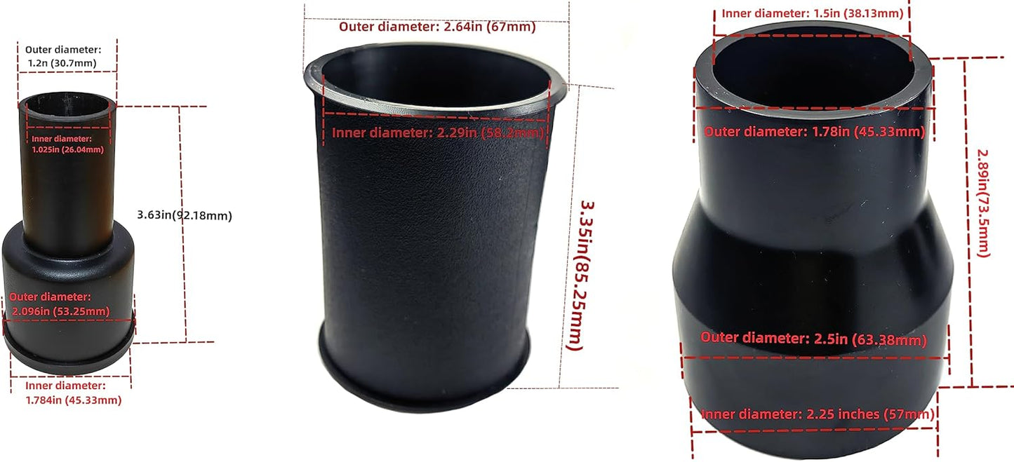 palart 3 Piece Vacuum Adapter Combo Kit Fits Wet Dry Vacuum Cleaners Connector Accessory, includes a 2-1/2 in. to 1-7/8 in. accessory adapter, a 1-7/8 in. to 1-1/4 in. and a hose-to-hose connector