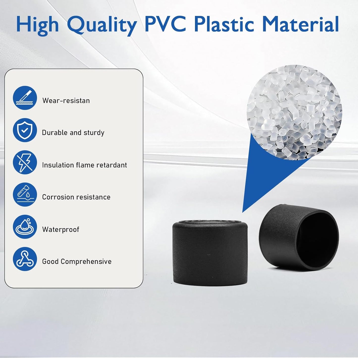 4 Pcs 1-1/2" Round Rubber Chair Leg Caps, PVC Table Leg Covers, Flexible & Anti-Slip Furniture Leg End Caps, Chair Leg Floor Protectors for Bar Stool Leg Patio Indoor, Black