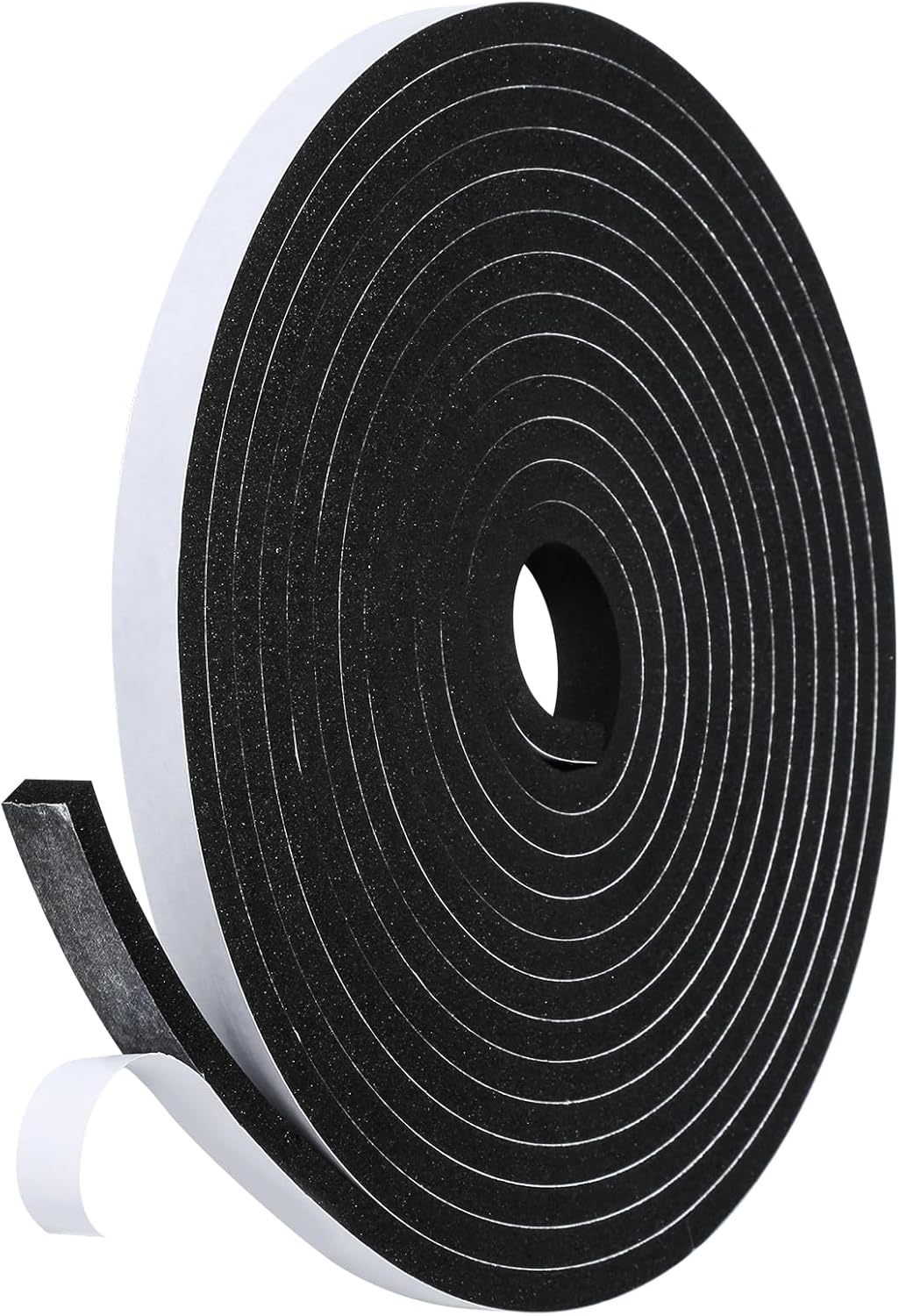 Weather Stripping Door Seal Strip- 1/2 Inch X 1/4 Inch X 16Feet, Strong Adhesive, Lightproof, Soundproof, Weatherproof Foam Tape Insulation for Sliding Door, Front Door Frame, Windows- Black
