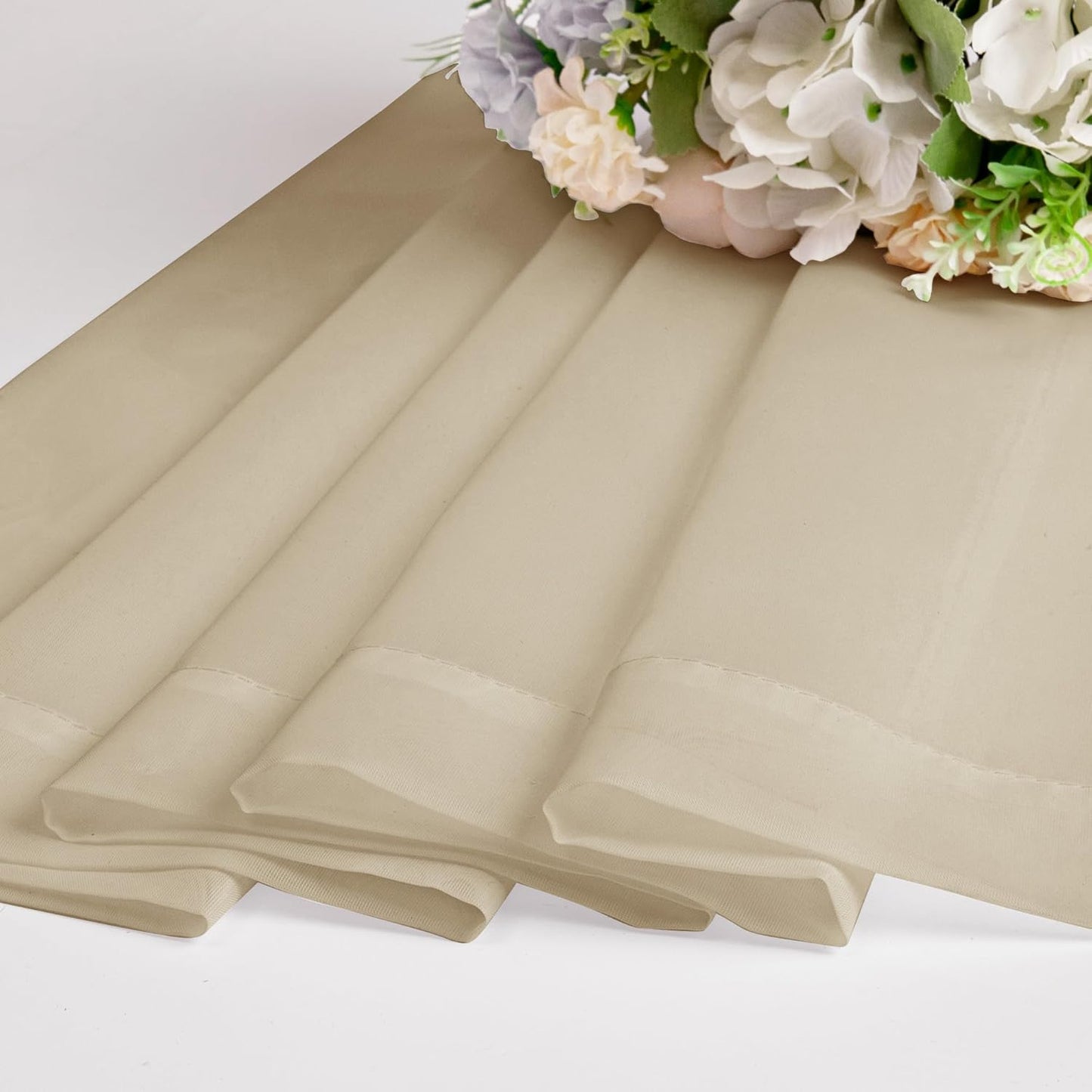 Chyhomenyc Sheer Taupe Curtains 90 inches Long 2 Panels, Light Filtering Soft Airy Solid Elegant Voile Window Treatment Drapes for Bedroom Living Room Wedding Party Decor, 42 Wx90 L Inches