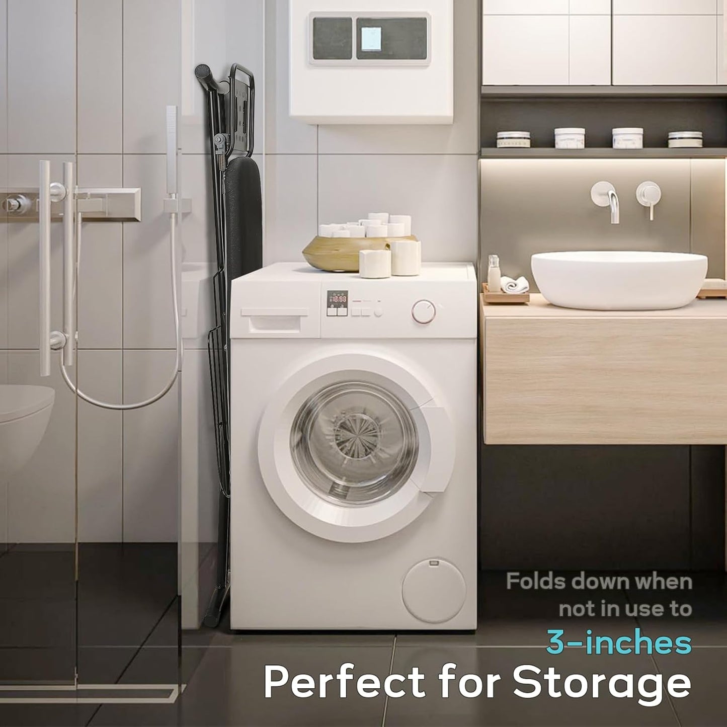 Ironing Board Full Size, RAINHOL 43"x13" Sturdy Iron Board with Iron Rest and Garment Rack, Height Adjustable Metal Construction with Ultra Thick Cover and Padding, Foldable and Heavy Duty