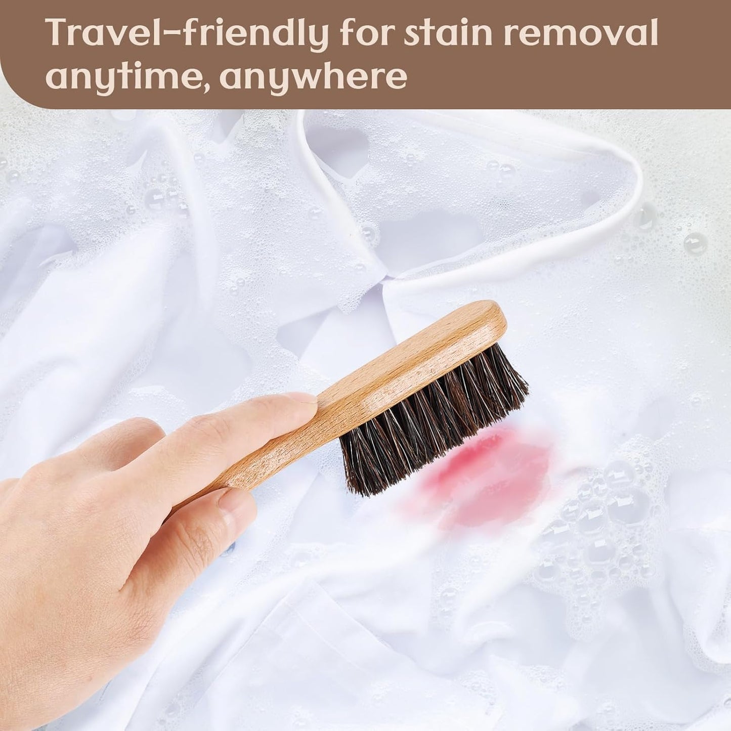 3 Pcs Wood Laundry Stain Brush Stain Remover Brushes with Boar Bristle Small Stain Brush for Clothes for Scrubbing Stains from Furniture Fabric Leather(3 Pcs C)
