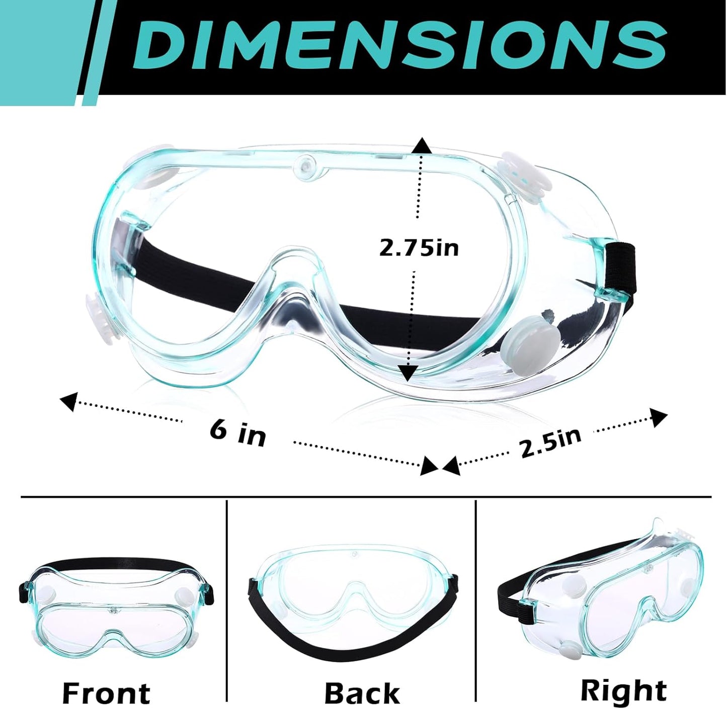 Yunsailing Protective Safety Goggles Lab Over Glasses Clear Anti Fog Eye Protection Goggles for Men Women