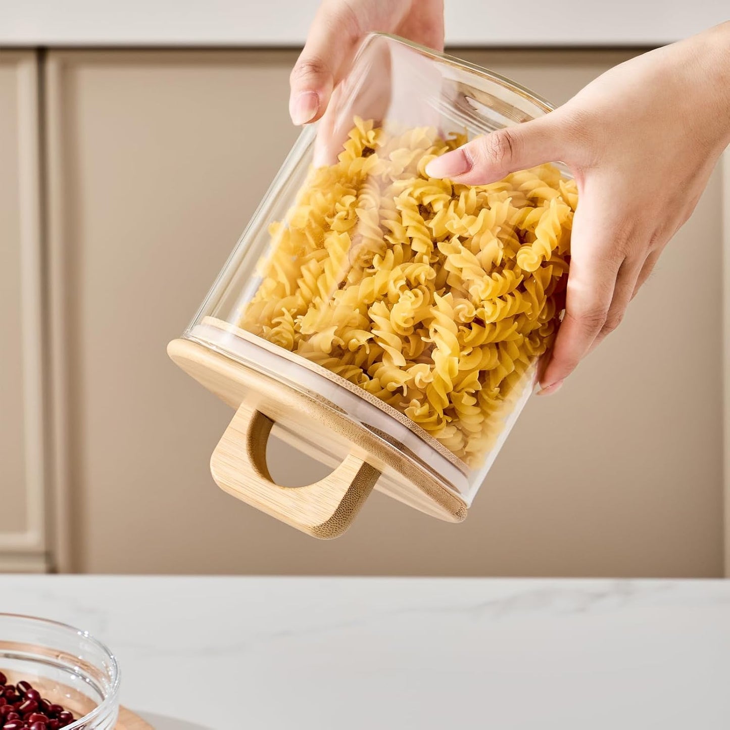 Sweejar 3 qt Glass Jars for Laundry Room Organization, 96 oz Laundry Pods Container, Glass Food Storage Jars with Airtight Lid, 2 Pack, Hand Lid