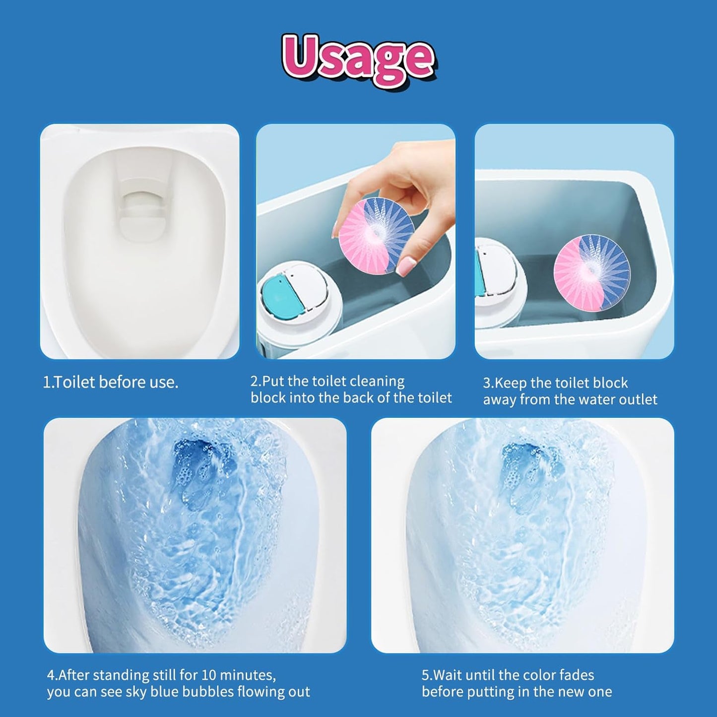 Automatic Toilet Bowl Cleaner Tablets, 30-Pack Long-Lasting Toilet Tank Cleaner for Bathroom, Blue Water Freshener, Prevents Stains & Odor, Safe for All Toilets (30, Blue and green)