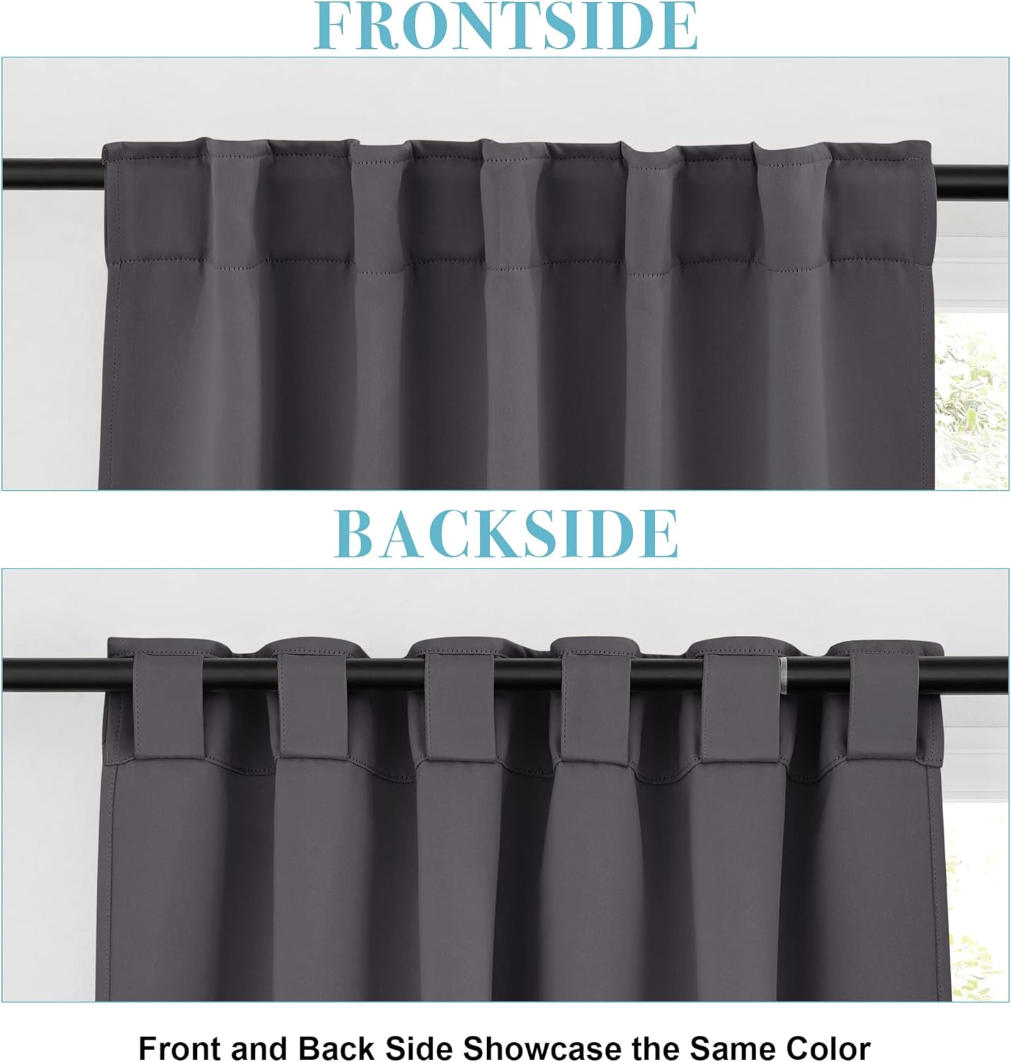 RYB HOME Small Window Curtains Blackout, Privacy Thermal Insulating Drapes for Bedroom Bathroom Basement Cafe Classroom Window Decor, W 34 x L 45 inches, Grey, 2 Panels