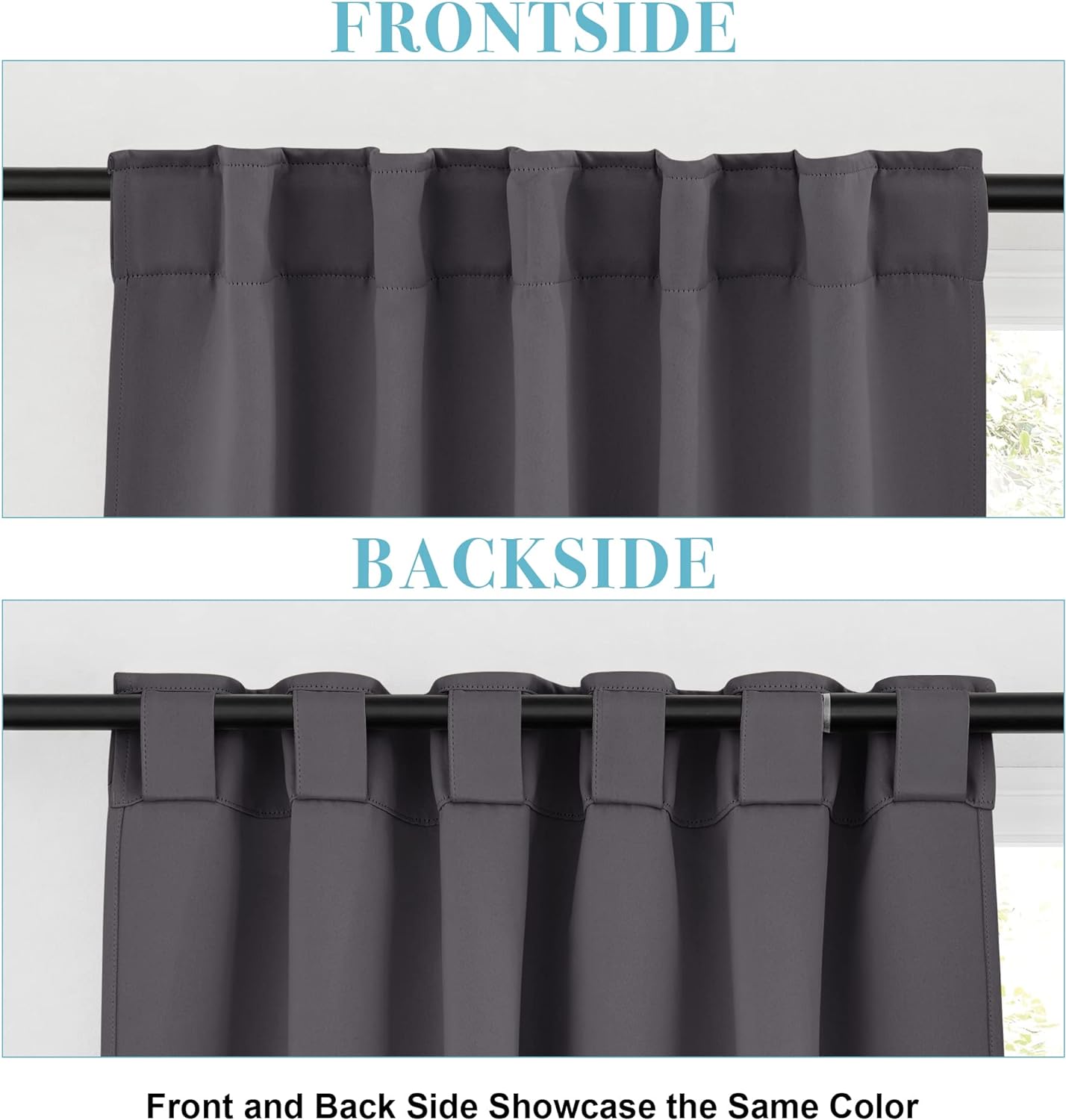 RYB HOME Kitchen Window Curtains - Blackout Privacy Half Window Curtains for Bedroom Bathroom Dining Living Room Cafe Office Short Tiers Drapes, W 34 x L 36 inches, 2 Panels, Grey