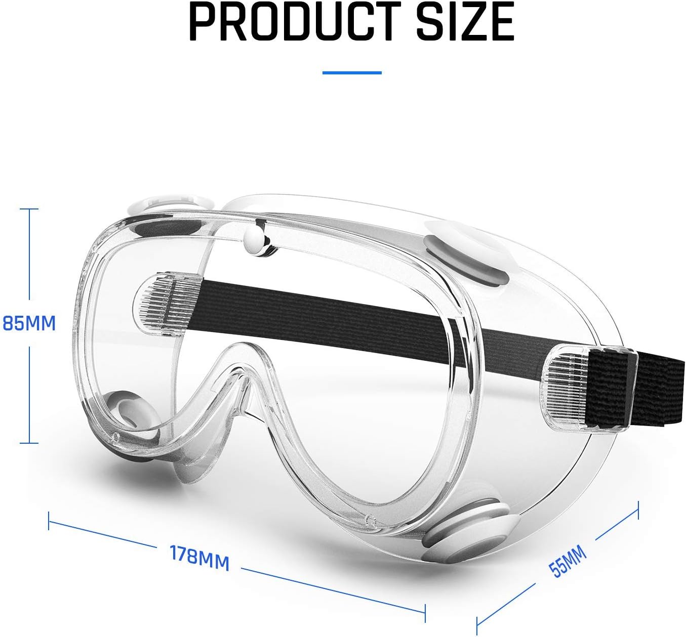 Safety Goggles Medical Goggles Fit Over Eyeglasses Anti-Fog Safety Glasses Clear Lab Goggles chemistry Protective Eyewear ANSI Z87.1