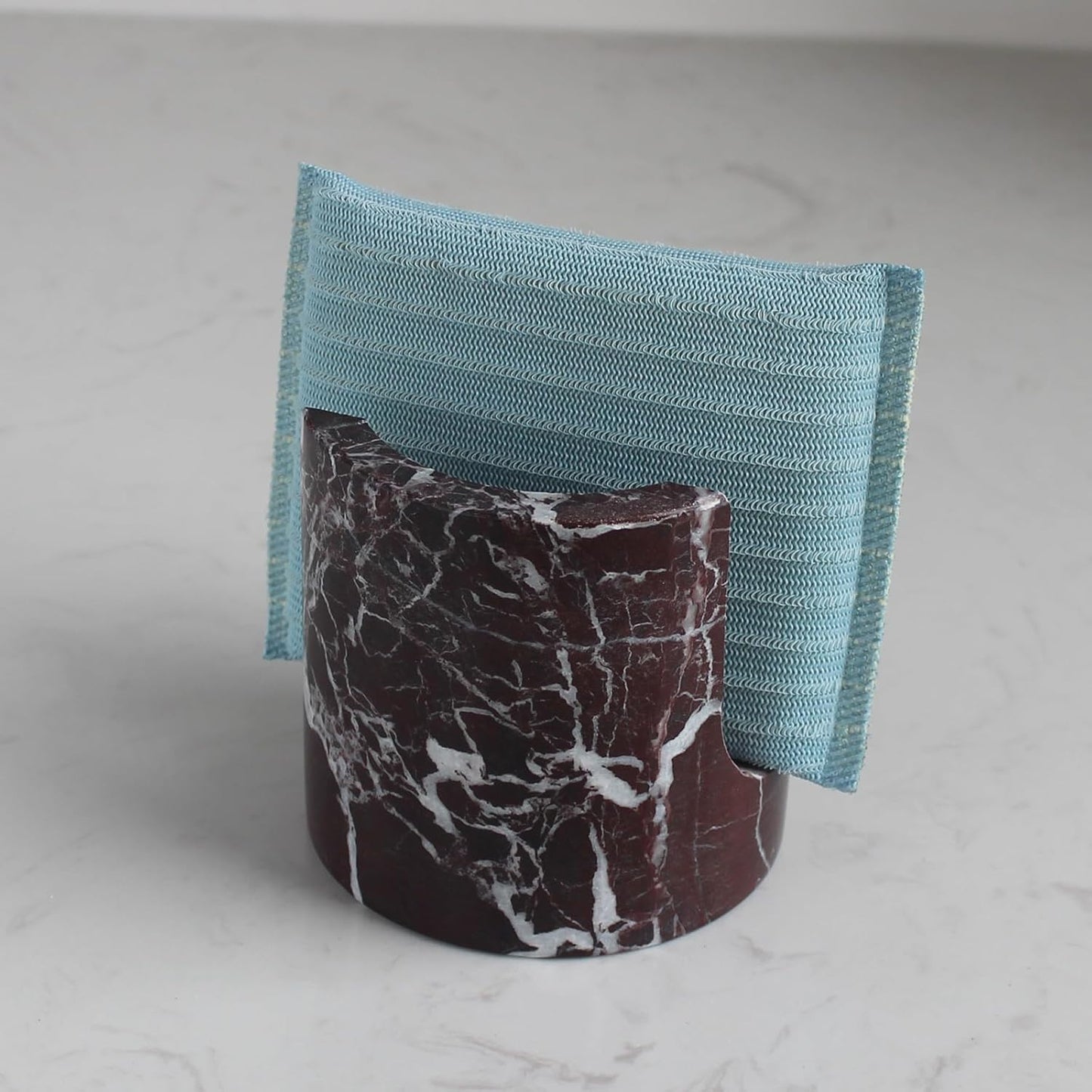 Natural Travertine Sponge Holder for Kitchen Sink, Drying Rack, Compact Sink Caddy Organizer (Rosso Levanto Marble)