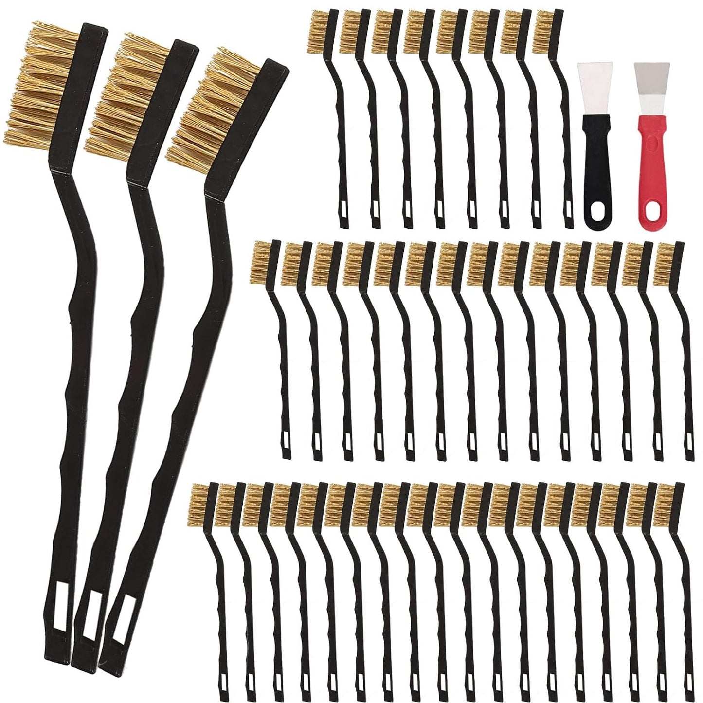 40 Pcs Mini Wire Brush Brass Brush Set, Curved Handle Masonry Brush Wire Brush for Cleaning Welding Slag and Rust