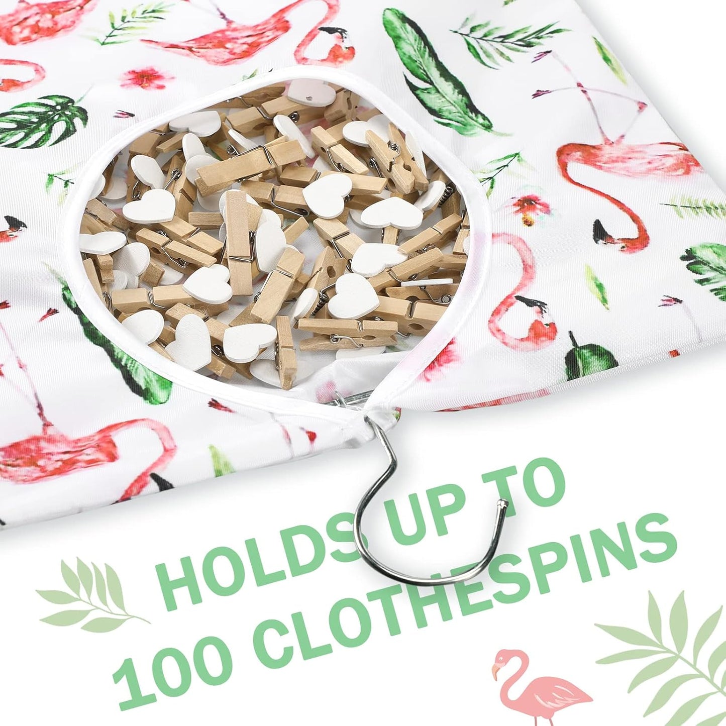 Woanger 2 Pcs Clothes Pin Bag Clothespin Holder 15 x 11 in to Hang on Line Clothes Pin Hanging Bag for Clothesline Outdoor Storage Organizer Basket with Large Opening(Elegant Style)