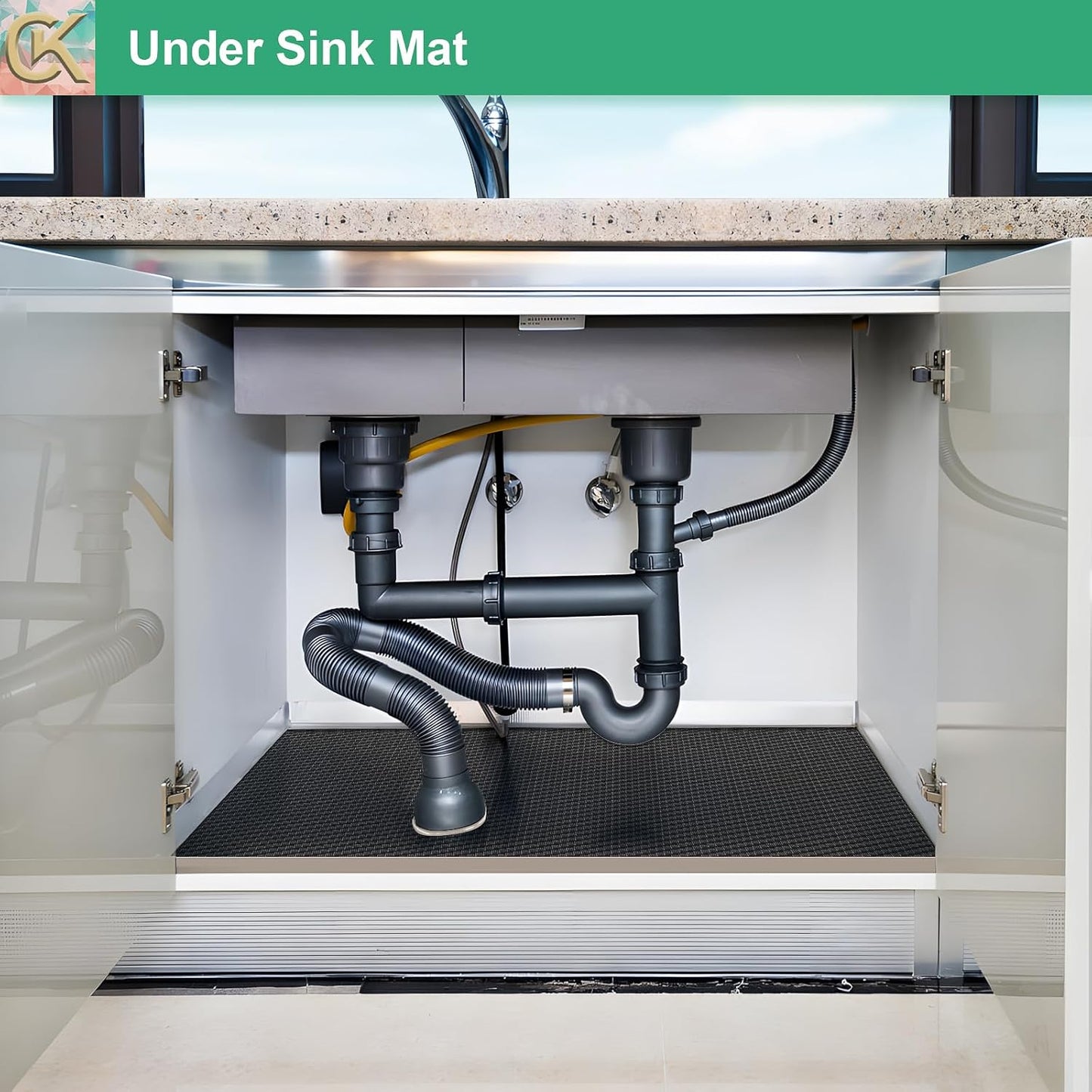 Self-Adhesive Shelf Liner Kitchen Liner, Waterproof Backed Paper Easy Peel and Stick Contact Liner Without Residue for Decor Your Desk Surface, Kitchen Countertops (Black, 17.5 x 236.2 inches)