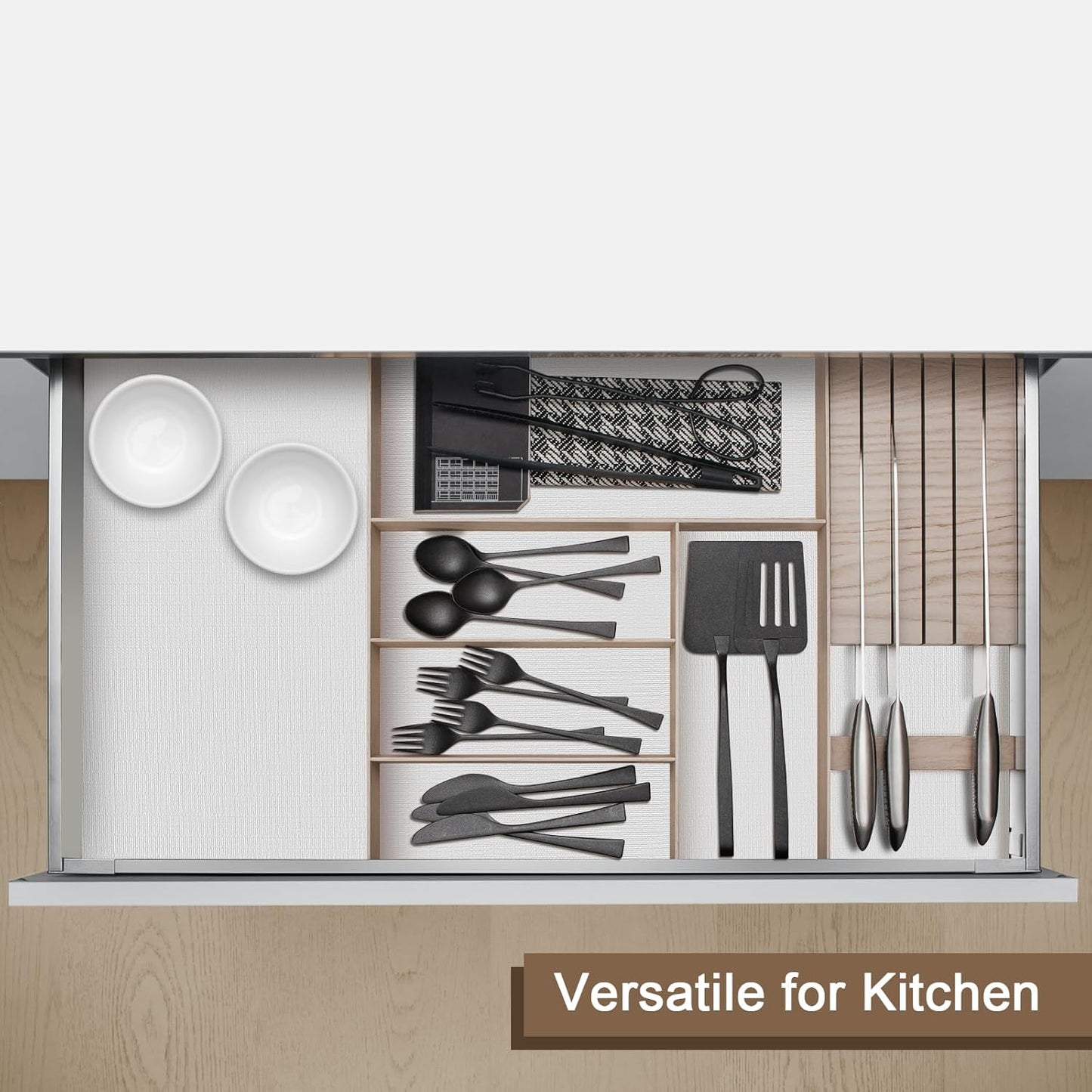 OcePor Non-Adhesive Drawer and Shelf Liner 17.5IN x 30FT，Non Slip Cabinet and Cupboard Liner, Kitchen Cabinet Liners for Shelves, Waterproof Drawer Shelf Liners for Cabinets/Bathroom Cupboard, White