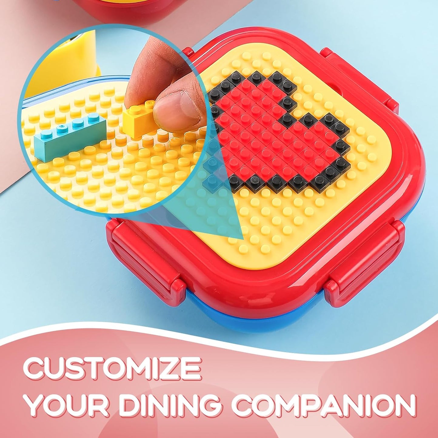 Lunch Box for Kids- Stainless Steel, Microwave Safe DIY Double Layer Leak-Proof Stackable Bento Container(19.5 oz)