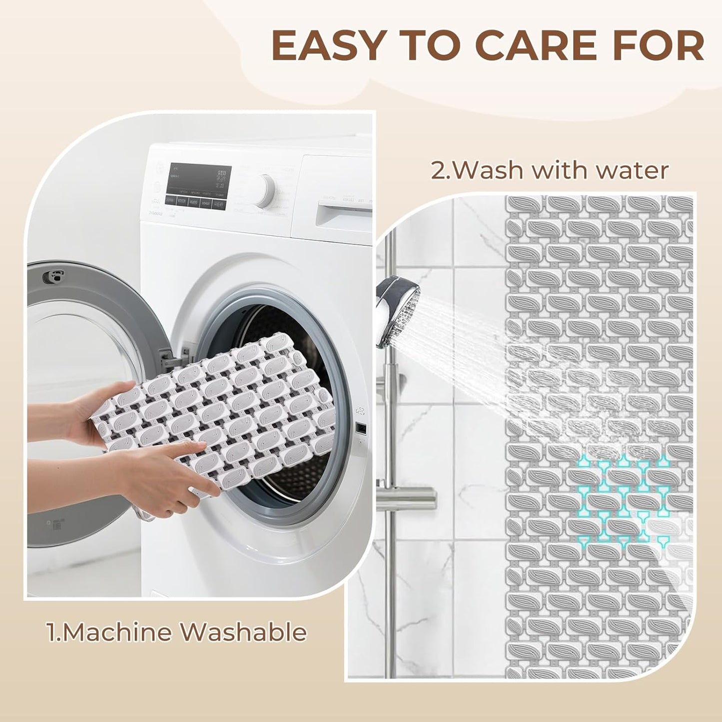 Bathtub Mats Non Slip for Bathroom with Suction Cups and Drain Holes 27.6 * 15.7 Inch Shower Mat for Inside Shower, Quick Dry Bath Mat for Baby Kids Seniors, Easy to Cut Easy Dry