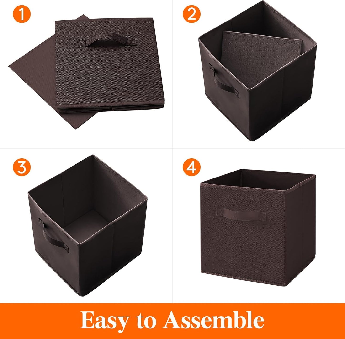 Lifewit 12 Packs Storage Cubes, 11 Inch Cube Storage Bins, Foldable Decorative Fabric Storage Baskets for Organizing Home Organizers with Handles for Shelves, Closet, Brown