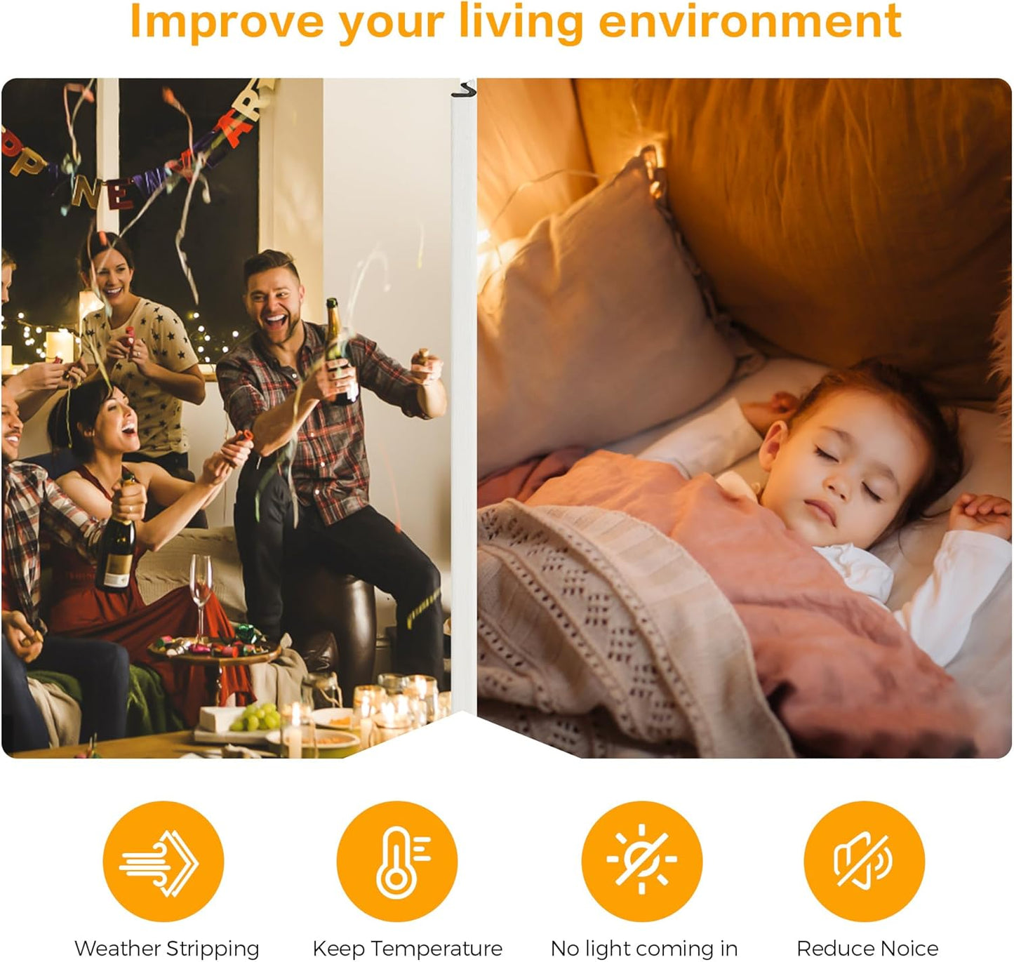 Weather Stripping Door Seal Strip - Soundproof Q Foam for Door Frame, Exterior Large Gap - Easy to Install (White, 50FT)