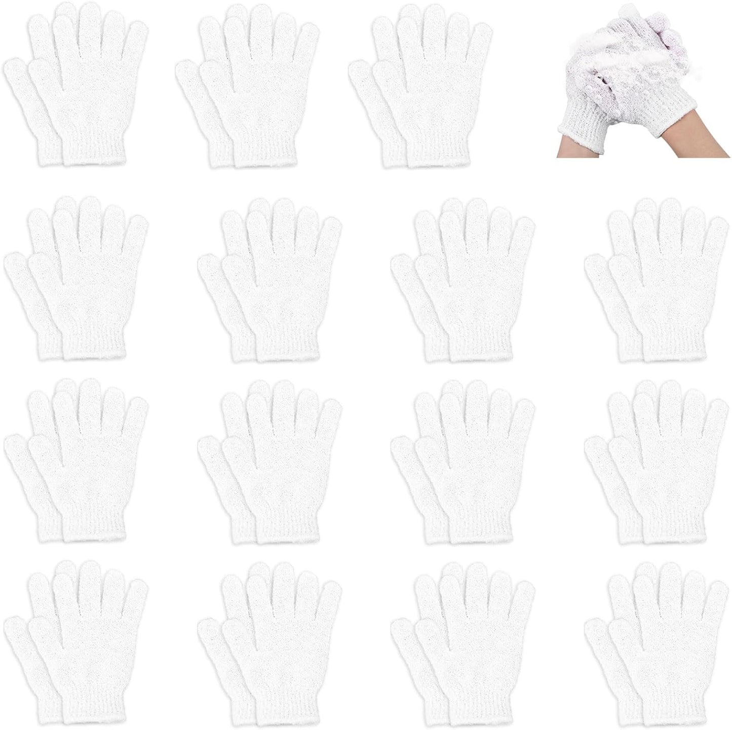 60Pcs Exfoliating Gloves Bulk, Scrub Gloves Exfoliating Body Scrubber Glove Exfoliator for Body Scrub Mitt, Bath Gloves for Shower Exfoliating Shower Glove for Women Bathing Accessories(White)