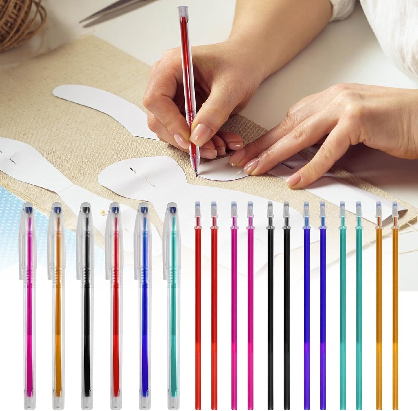 72pcs Heat Erasable Pens for Fabric, Assorted Colors, Fabric Pens for Sewing Erasable for Quilting Sewing DIY Dressmaking Fabrics Tailors Chalk