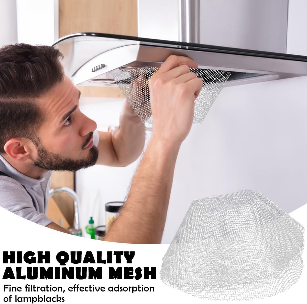 10 Pcs Round Range Hood Filters Filter Replacement Grease Net for Kitchen Range Hood (19 cm in diameter), ZY-Filter Net-10pcs