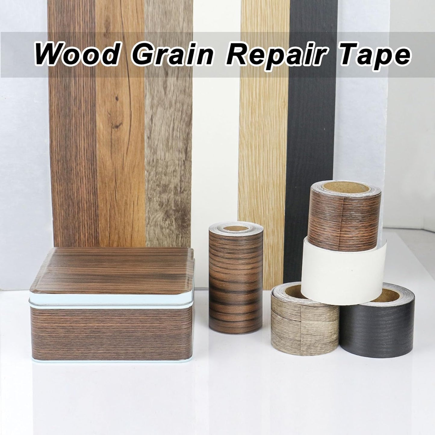 BOMEI PACK Wood Grain Repair Tape,Self Adhesive Repair Patch for Furniture, Floors, Cabinets, Windows, Doors, RV, Home Decor and DIY Projects (1, Walnut)