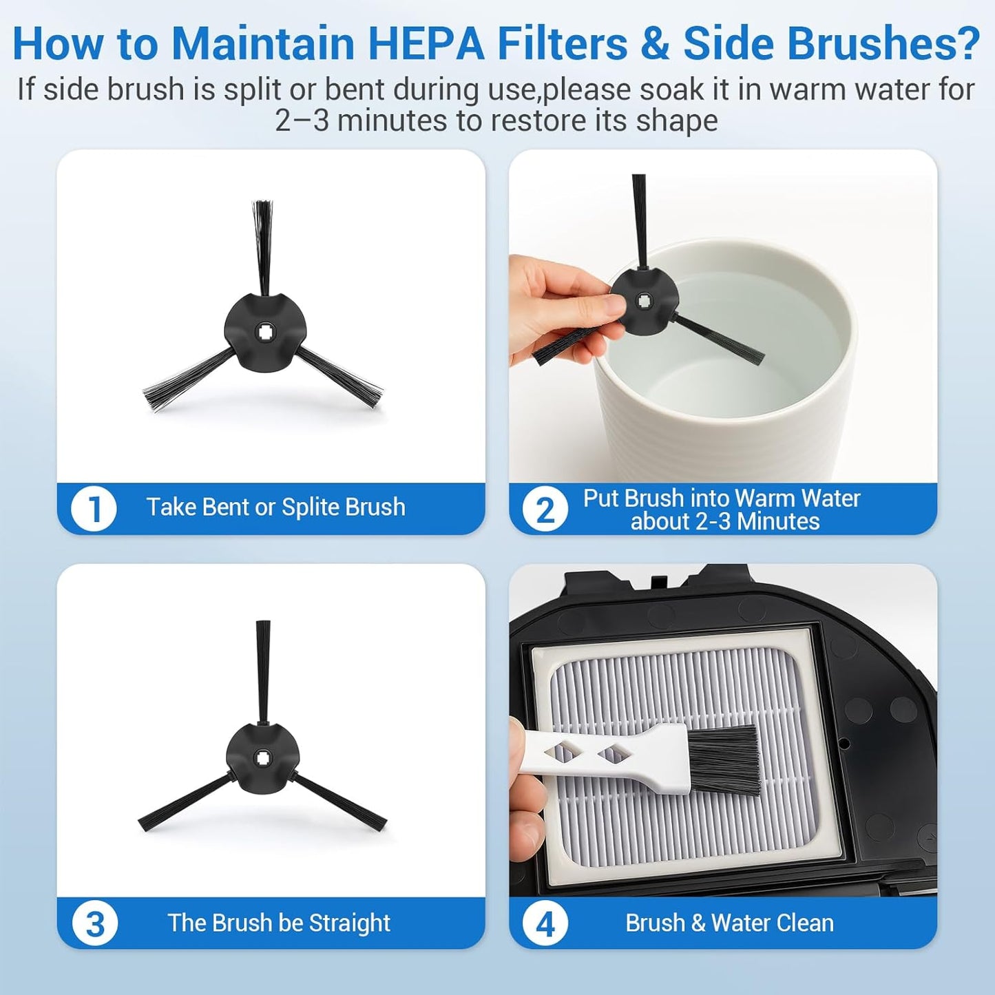 RV2310AE Replacement Parts for Shark RV2310AE AV2310AE RV2320S RV2300S Matrix UR2360S UR2350AE Robot Vacuum Cleaner 1 Brush Roller, 2 HEPA, 2 White Foam, 2 Black Foam, 6 Side Brushes