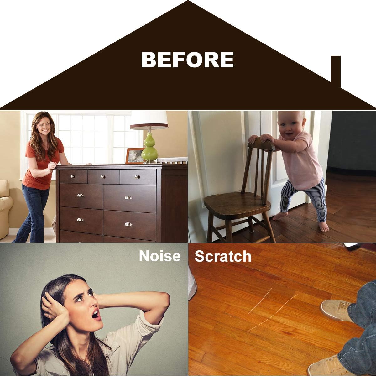 Felt Furniture Pads 136 Pieces, Felt Pads for Furniture Black 5mm Thick, Floor Savers for Furniture Anti Scratch, Best Floor Protectors with Case for Hardwood Floors