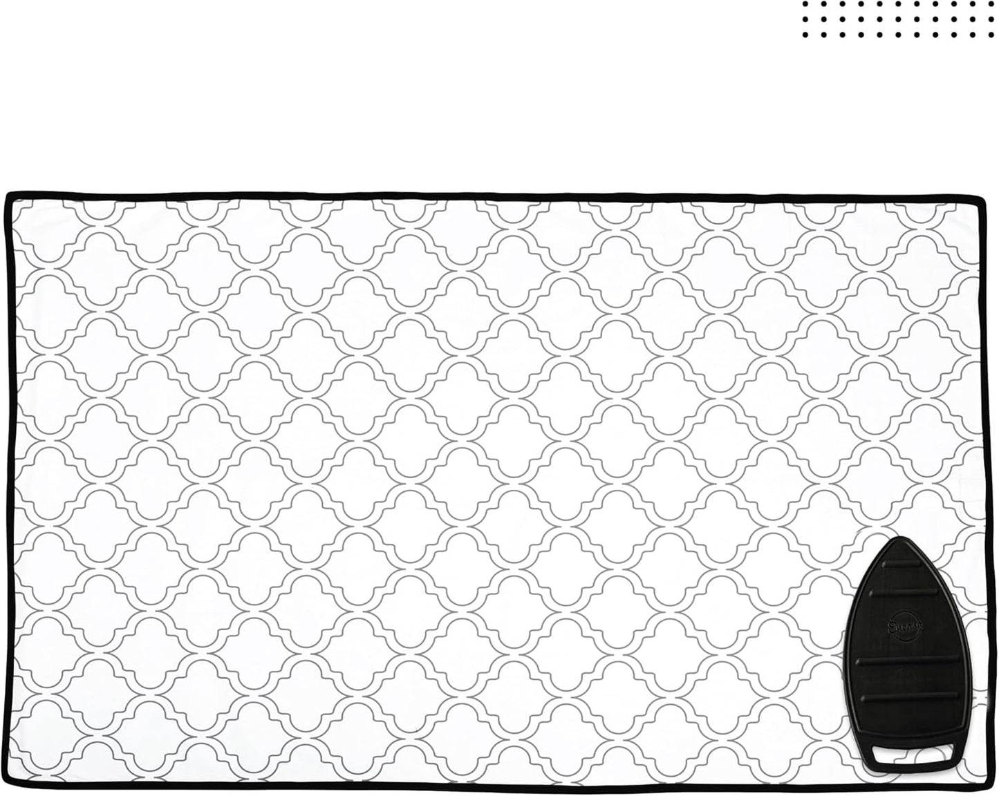 Encasa XO Ironing Mat/Pad (Large 48"x28") with 3mm Padding & Silicone Iron Rest for Steam Pressing on Tabletop or Bed - Heat Resistant, Portable, Quilting & Travel Blanket - White Tiles