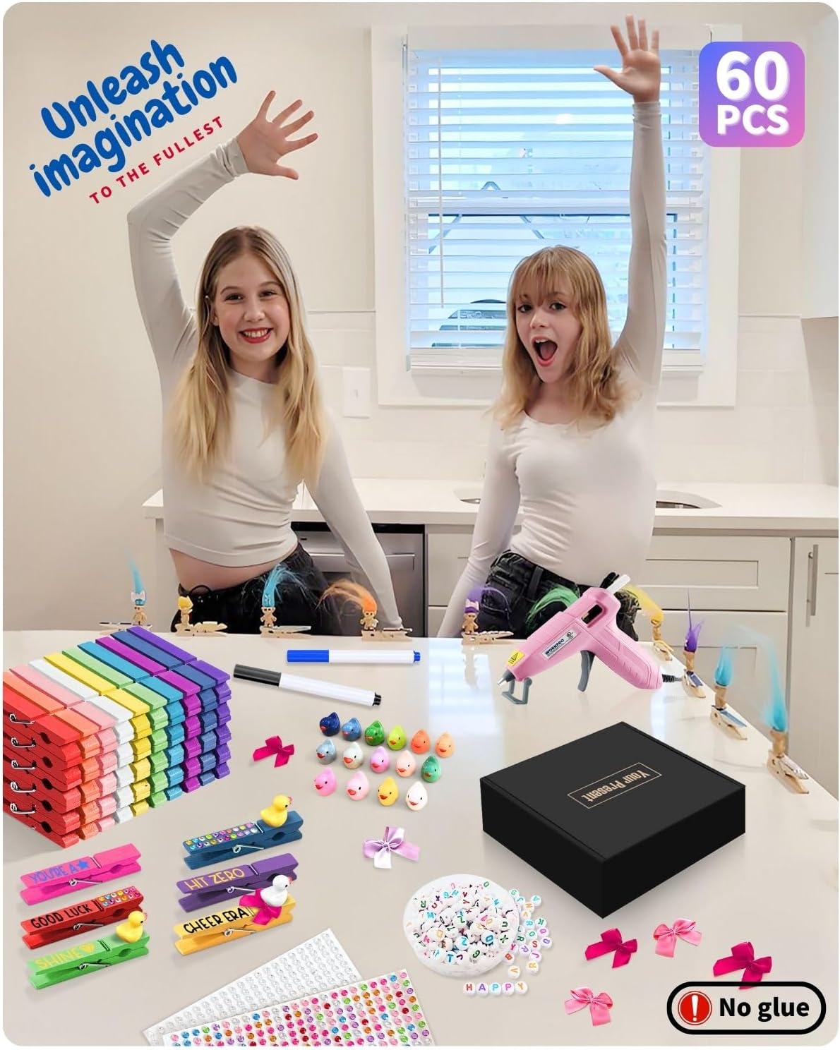 SF SOONEAT Cheer Pins for Backpack Cheer Stuff Kit 70 Colored Clothes Pins with Mini Resin Ducks Bows Letter Beads Team Cheerleaders Gifts Bulk Pin Me Ribbon for Bag Decorations Colorful Spirit Clips