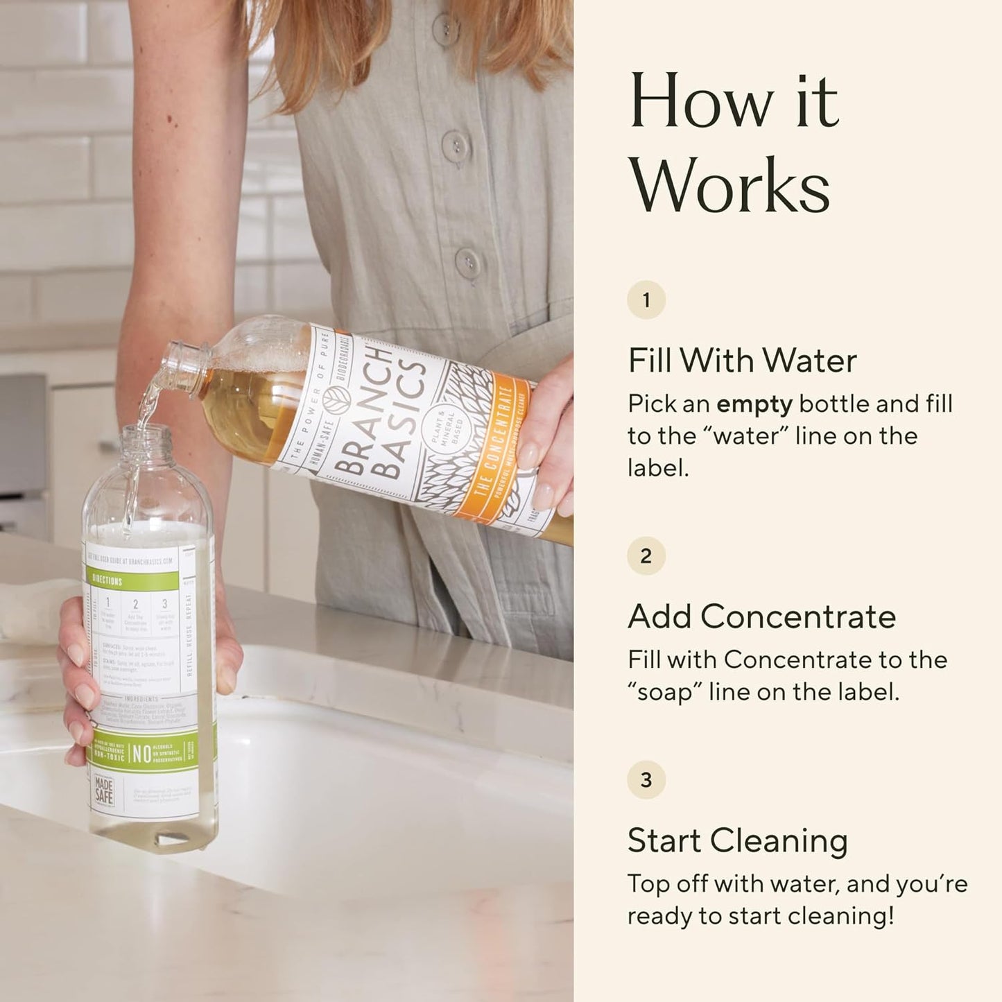 Branch Basics Concentrate (33.8 oz) + Oxygen Boost (2 lbs) | Multi-Surface All Purpose Cleaner Concentrate + Natural Stain Remover, Grout Cleaner | Human-Safe, Fragrance Free