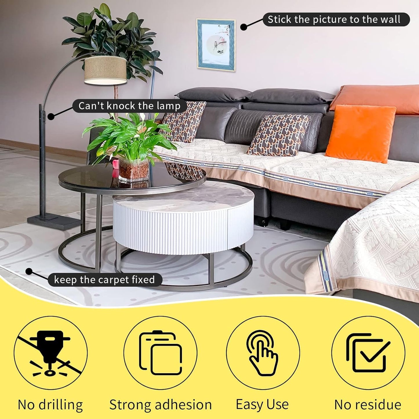 Double Sided Tape Heavy Duty, 2in x 66FT, Universal High Tack Strong Wall Adhesive with Fiberglass Mesh, Super Sticky Resistante Clear Tape, Easy Use Mounting Tape White