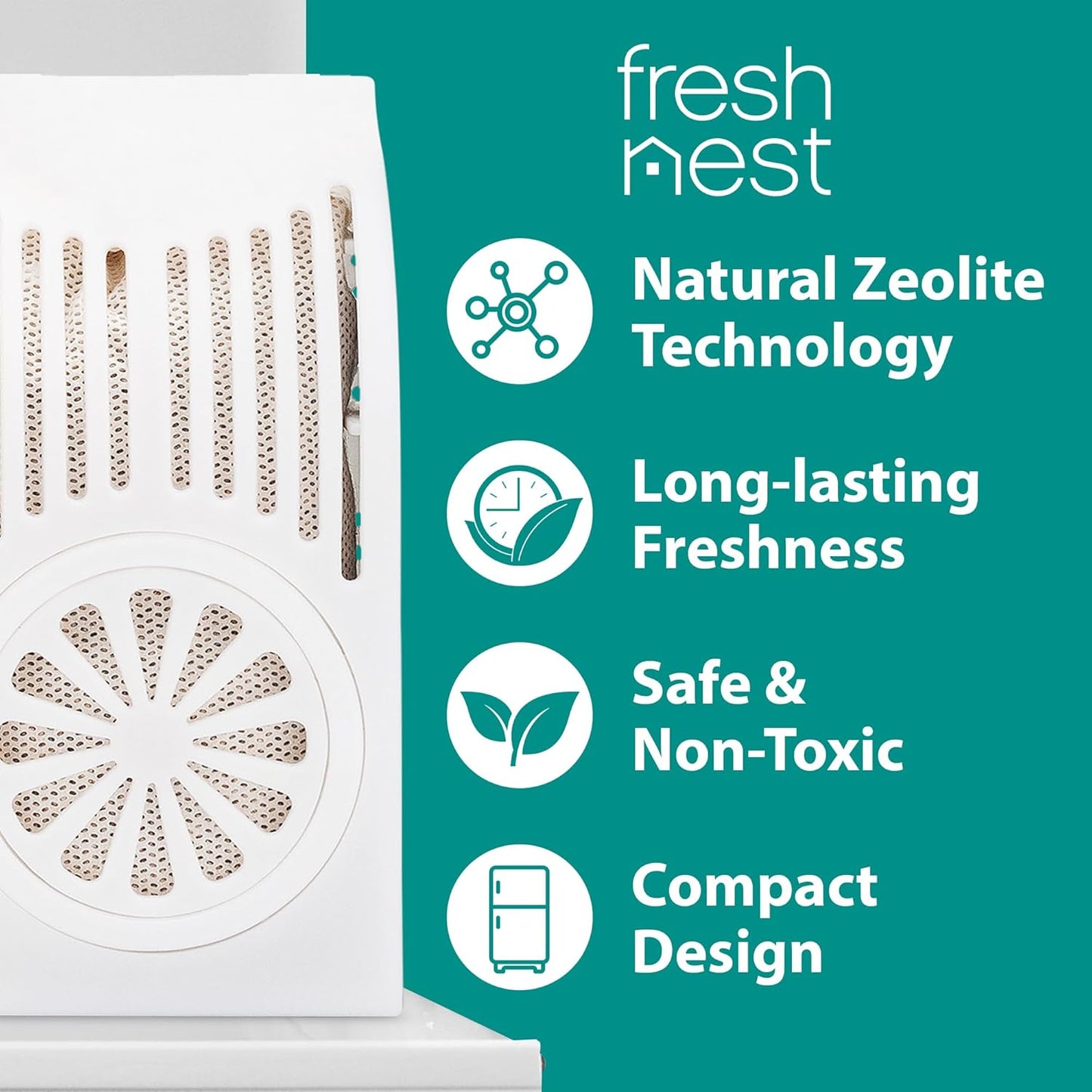 Refrigerator Deodorizer with Zeolites (4-Pack) - Odor Eliminator for Fridge & Freezer - Outshines Baking Soda and Bamboo Charcoal Bags - Long-Lasting, & Safe