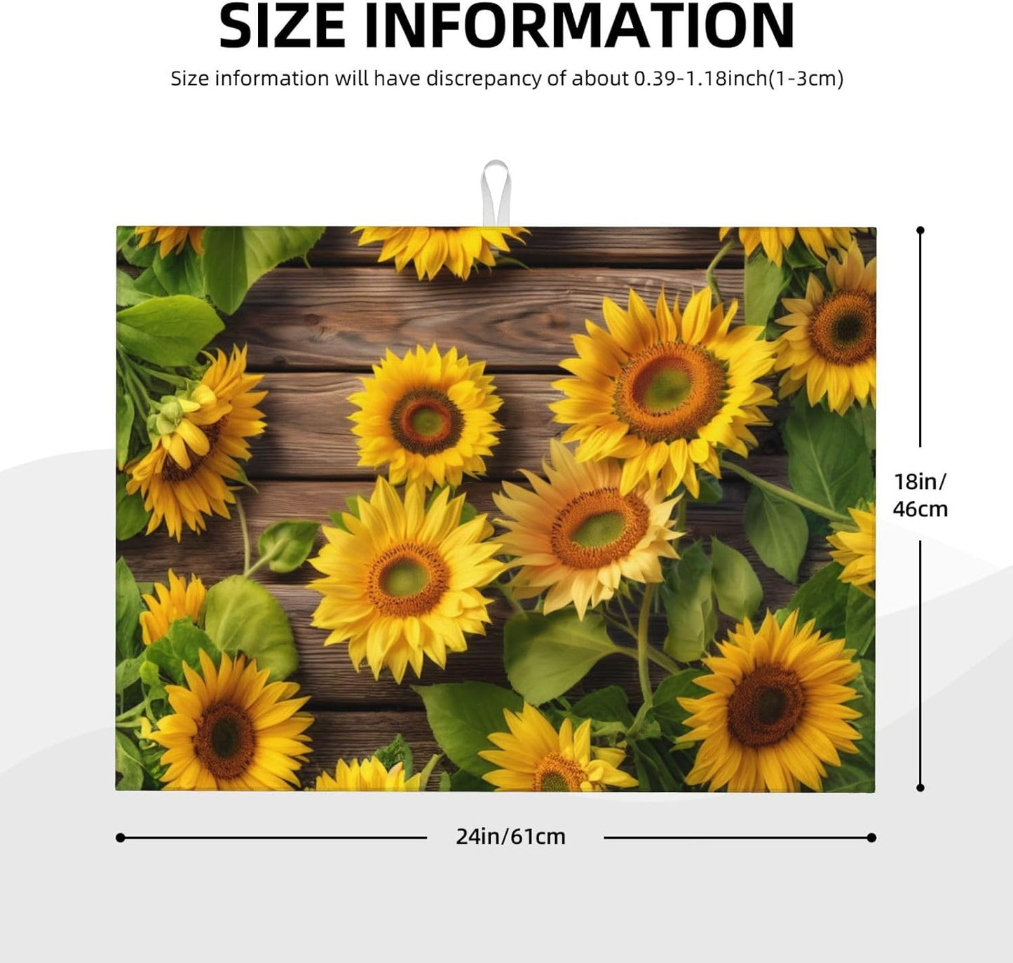 Sunflower Dish Drying Mat for Kitchen Counter Protector and Decoration Super Absorbent Double Sided Microfiber Coffee Bar Mat Dish Drainer Mat Fast Dry Pad Reusable Extra Large 18"x24" inches