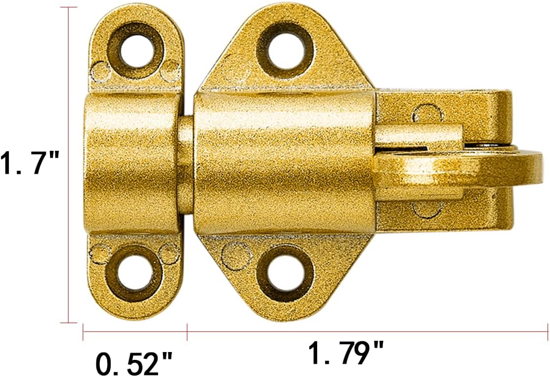 4 Packs Self-Closing Latches，Gold Spring Door Lock，Resilient Bolt Latch Aluminum Alloy Safety Automatic Spring Barrel Slide Door Lock with Screws,Used for Gate,Window and Cabinet etc