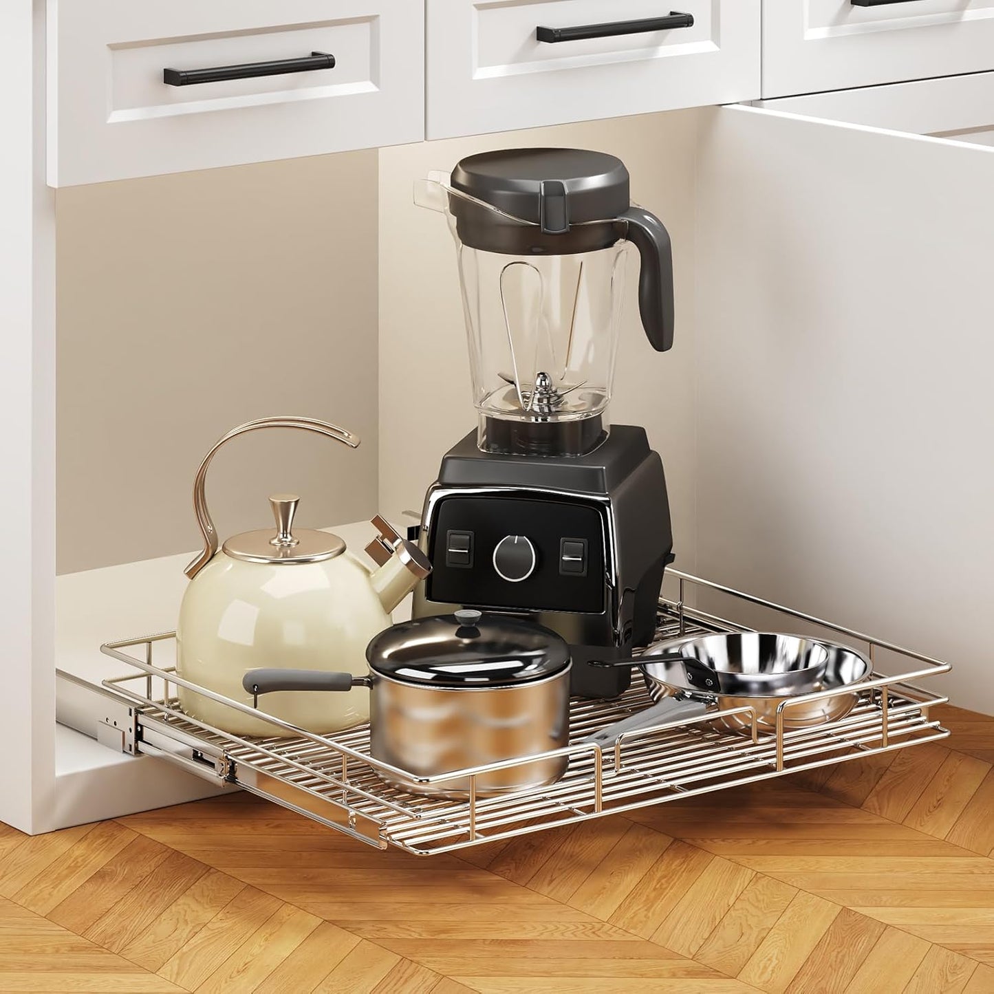 Pull Out Cabinet Organizer 27" W x 21½" D, Heavy Duty Cabinet Pull Out Shelves, Slide Out Drawers Organization for Kitchen Cabinets Bathroom