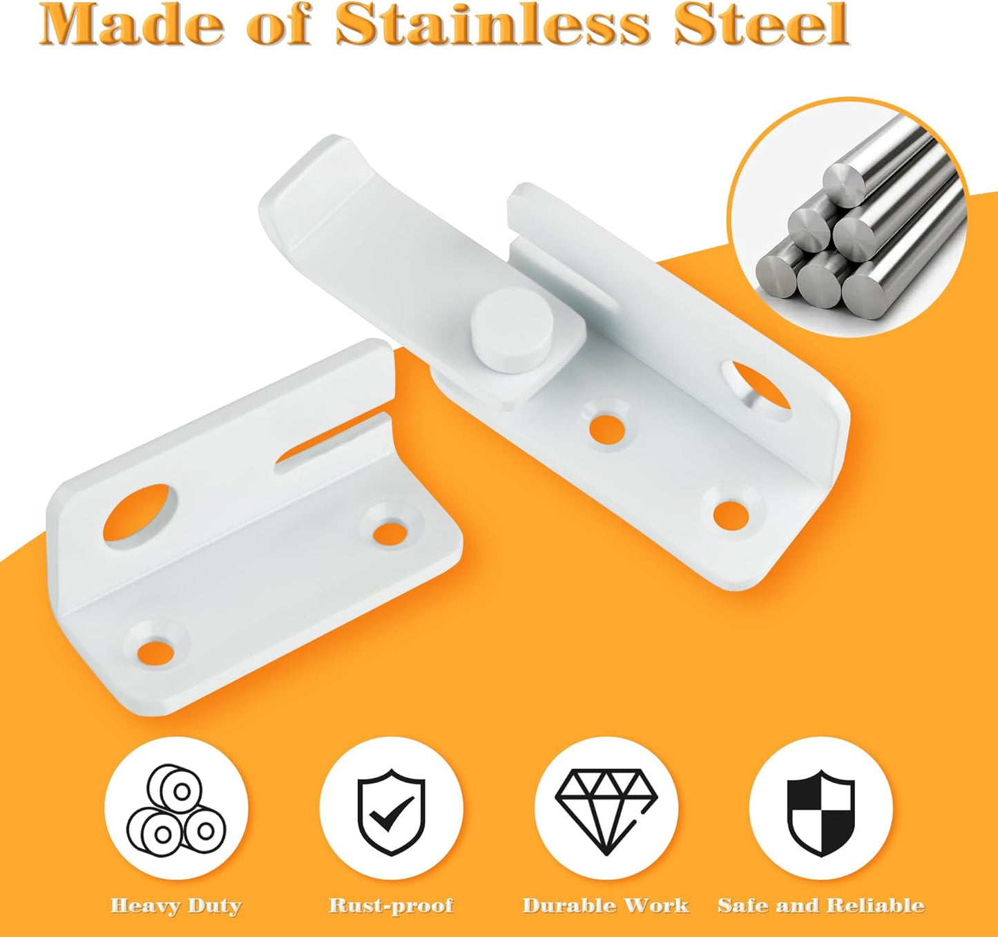 Alise Flip Latch Gate Latch Shed Lock Shed Latch Barn Door Lock Locking Latches for Barn Fence Cabinet Garden Garage Window Pet Dog Cage,Stainless Steel Shed Door Latch Barn Door Lock,White,L-Size