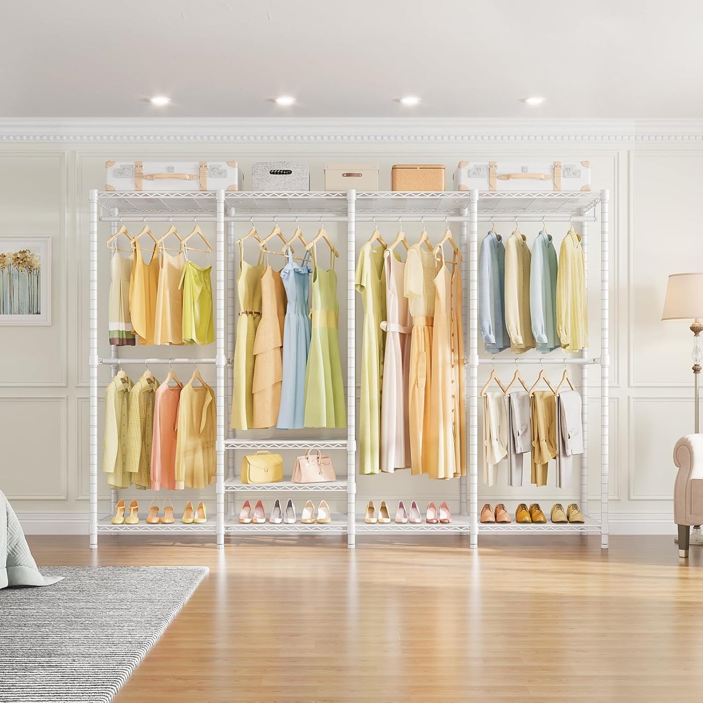 VIPEK V40 Plus Extra Large Clothes Rack Heavy Duty Clothing Rack for Hanging Clothes, Multi-Functional Closet Organizer System Freestanding Wardrobe Closet for Bedroom, Max Load 1300lbs, White