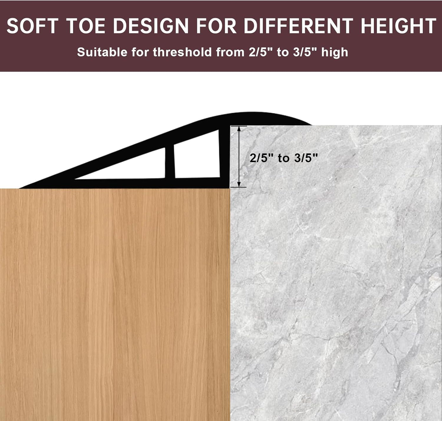 Vinyl Door Threshold Flooring Transition Strip Self Adhesive Carpet Edging Strip for Laminate Doorway Edge Threshold from 2/5" to 3/5" (Coffee, 3.3 Ft)