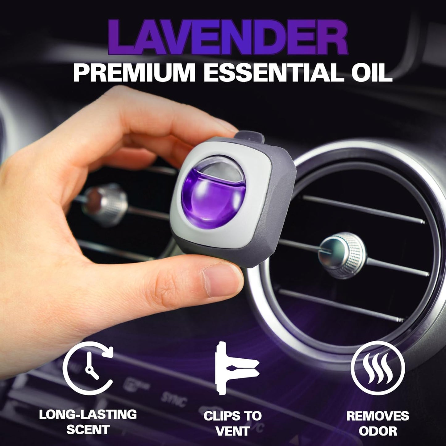 Air Jungles Lavender Scent Car Air Freshener Clip, 6 Vent Clips, 4ml Each, Long Lasting Air Freshener, Up to 180 Days Car Refresher Odor Eliminator