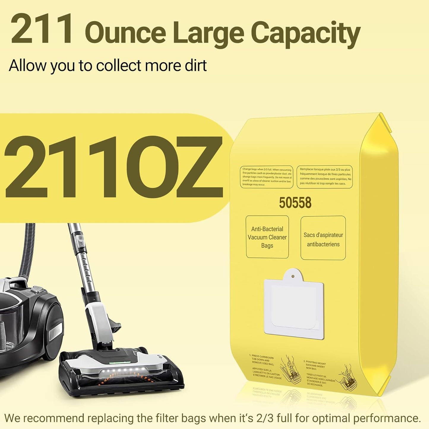50558 Vacuum Cleaner Bags Replacement for Kenmore Canister Type C/Q 5055, 50555, 50557, 50558 and Pana·sonic Type C-5, C-18, 200 Series, 400 Series, 600 Series, 800 Seires Vacuum - 30 Pack