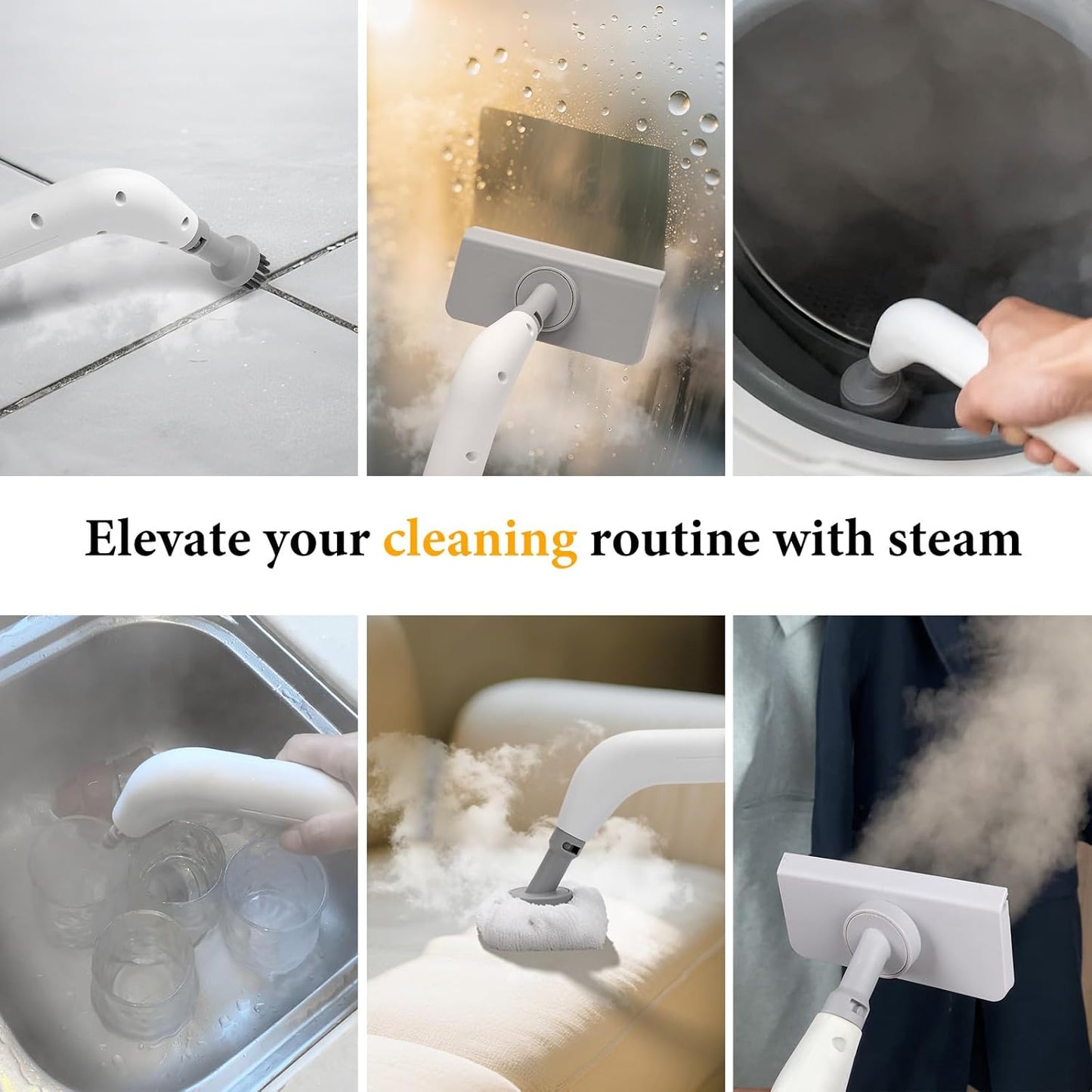 Kuvictewl Steam Cleaner All-in-One Kit, Chemical-Free Steamer for Home Deep Cleaning, Suitable for Floor, Tile, Grout, Window, Kitchen, Sofa, Car