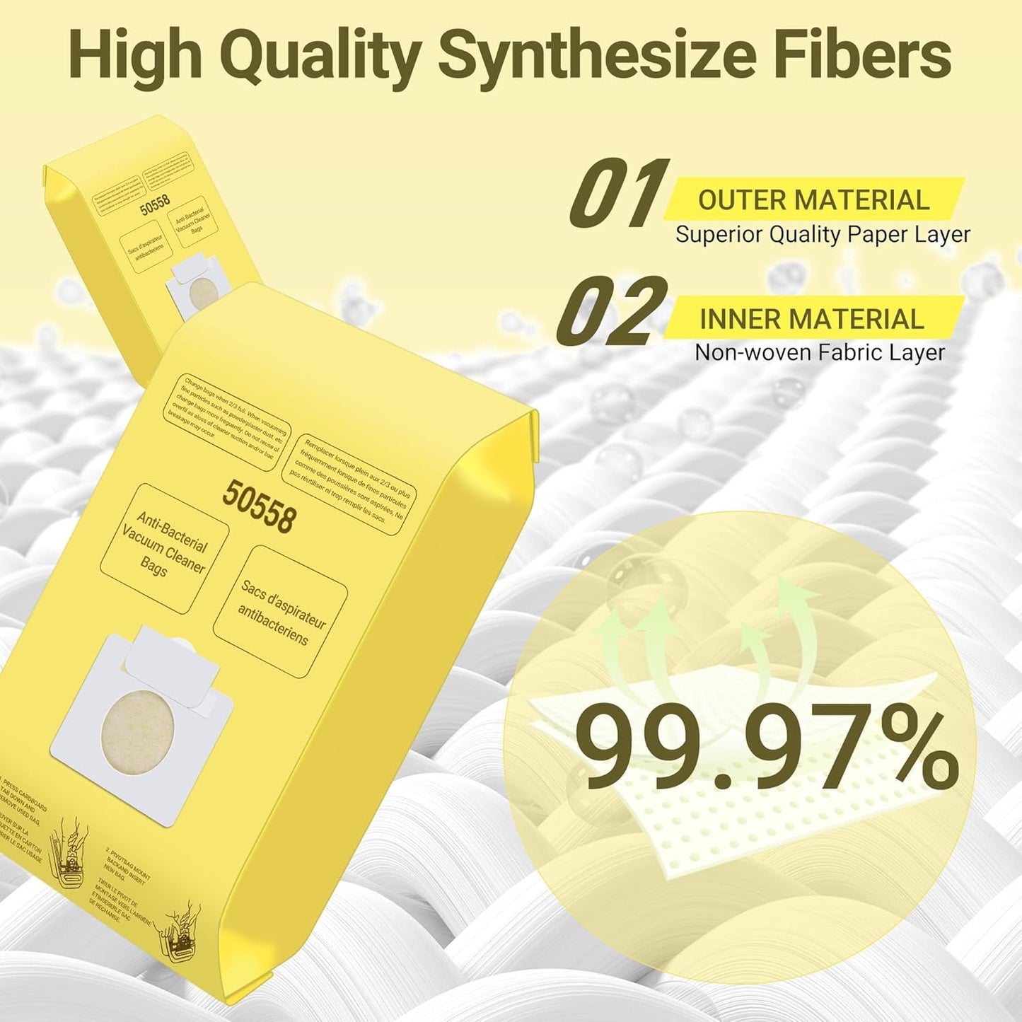 50558 Vacuum Cleaner Bags Replacement for Kenmore Canister Type C/Q 5055, 50555, 50557, 50558 and Pana·sonic Type C-5, C-18, 200 Series, 400 Series, 600 Series, 800 Seires Vacuum - 10 Pack