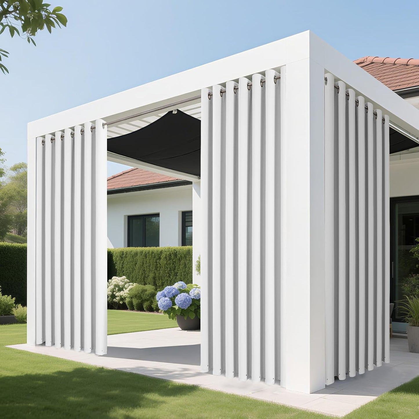 Joydeco Blackout Patio Sliding Door Curtains 84 Inches Long, Grommet Privacy Room Divider Curtains, Extra Wide Thermal Blackout Drapes for Bedroom Living Room (Pure White, 100Wx84L, 1 Panel)