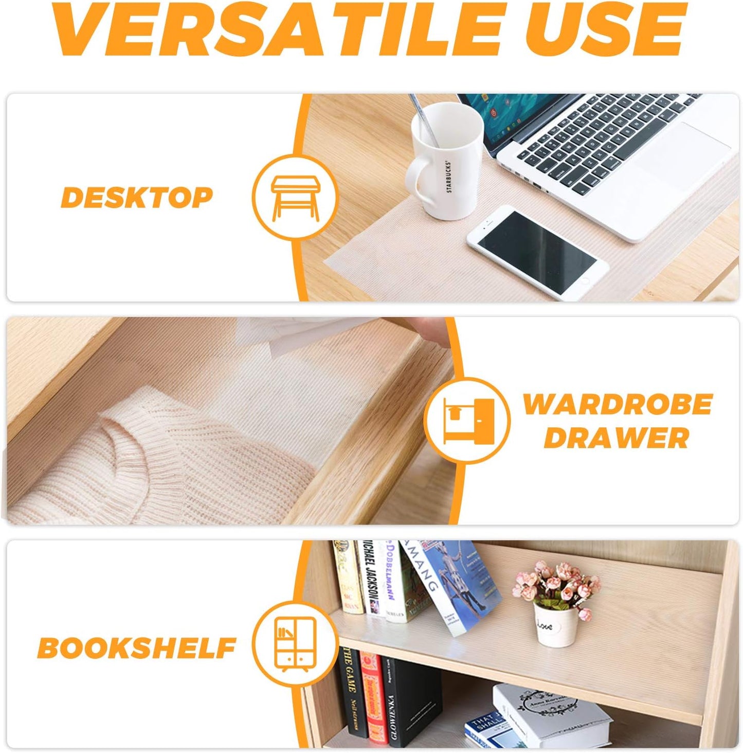 Glotoch Non Adhesive Clear Shelf Liners for Kitchen Cabinets 12" x20FT, Non Slip Drawer Liners for Dresser, Waterproof Cabinet Liners for Shelves/Dresser/Refrigerator/Bathroom