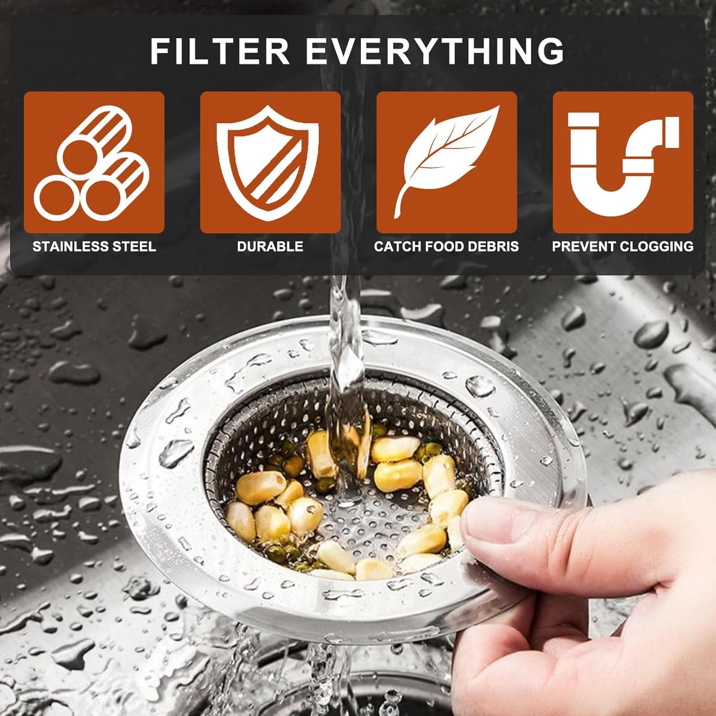 4 Pcs Stainless Steel Mesh Sink Drain Strainer, 4.5" Top / 3" Kitchen Filter Trap Basket with Large Wide Rim, Large Food Catch for Bathroom Bathtub Wash Basin Floor Drain Balcony RV Drain Hole